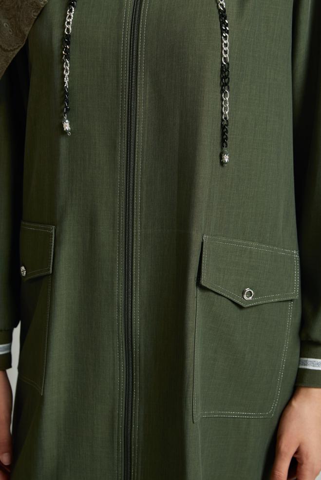 Hijab clothing KHAKI HOODED JACKET 45598 - ALVİNA