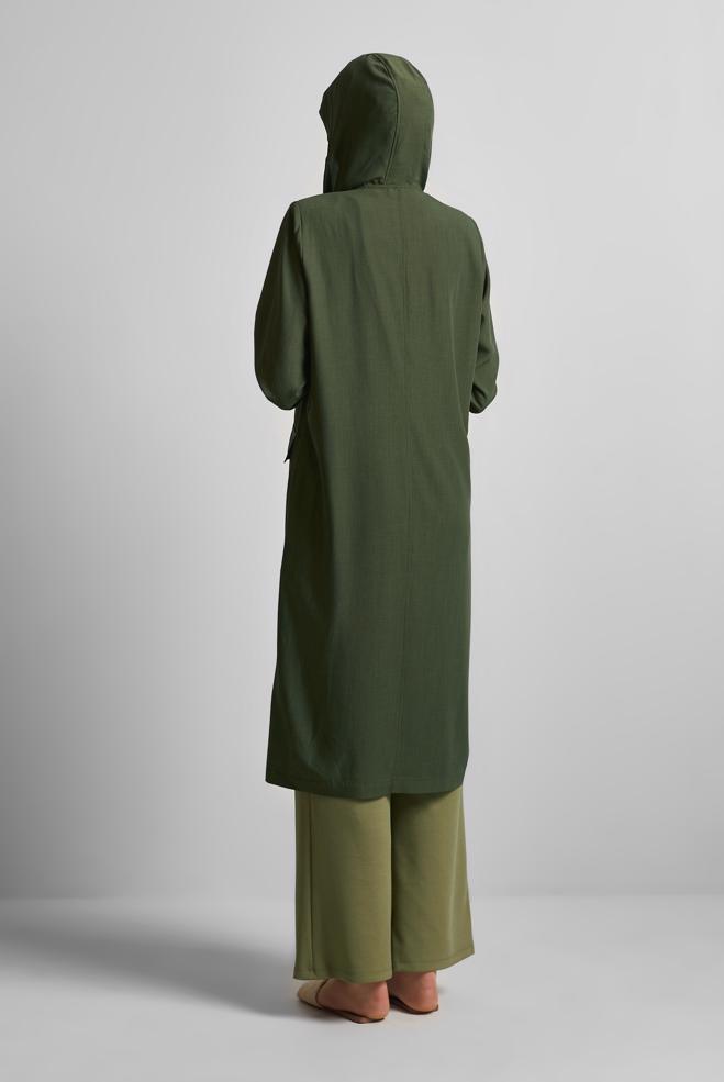 Hijab clothing KHAKI HOODED JACKET 45598 - ALVİNA
