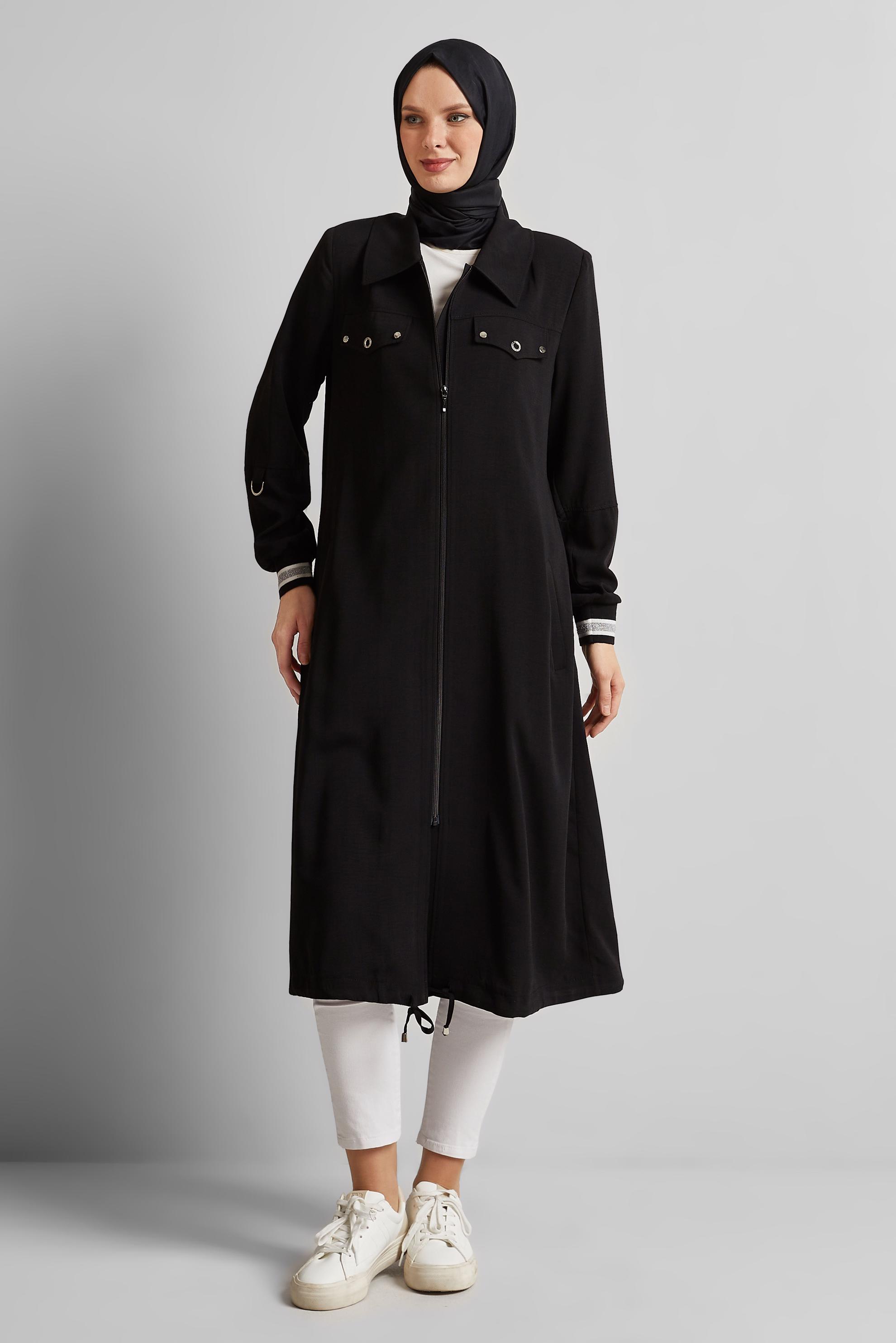 Vêtements hijab NOIR VESTE D′ASPECT LIN 45599