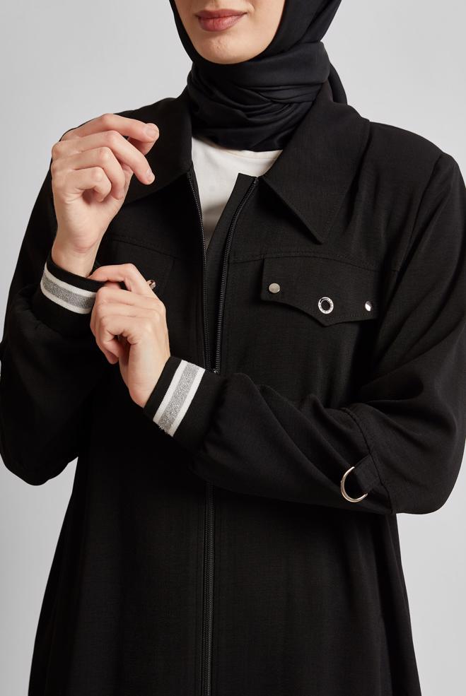 Hijab clothing BLACK LINEN LOOKING JACKET 45599 - ALVİNA