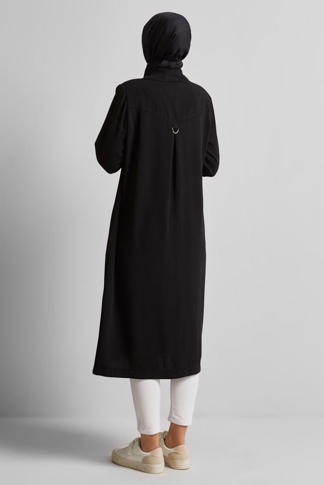 Hijab clothing BLACK LINEN LOOKING JACKET 45599 - ALVİNA