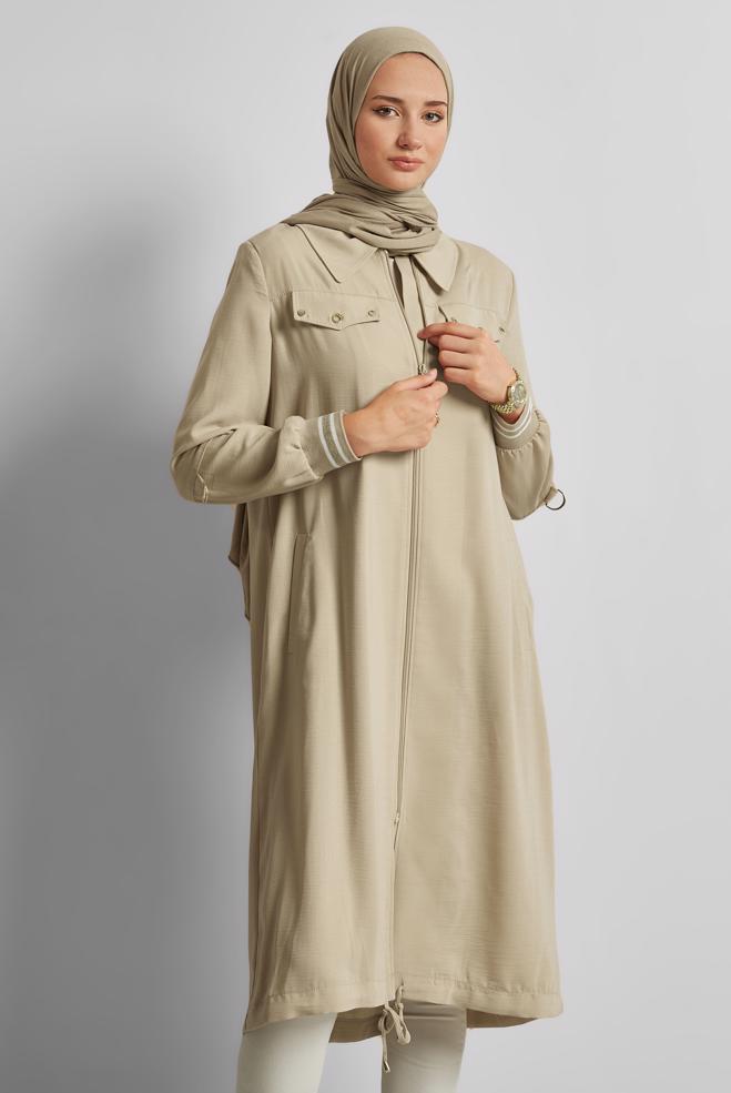 Hijab clothing BEIGE LINEN LOOKING JACKET 45599 - ALVİNA