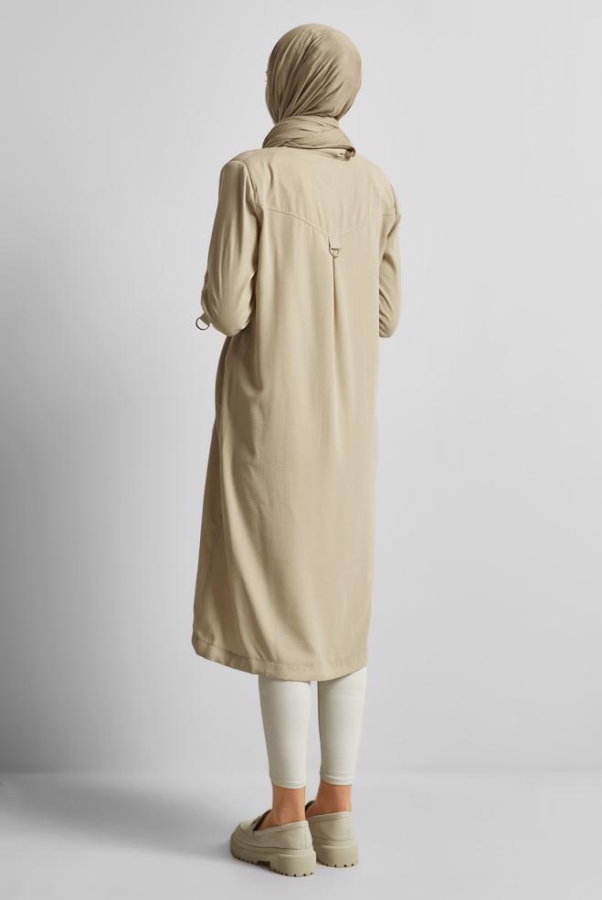 Hijab clothing BEIGE LINEN LOOKING JACKET 45599 - ALVİNA