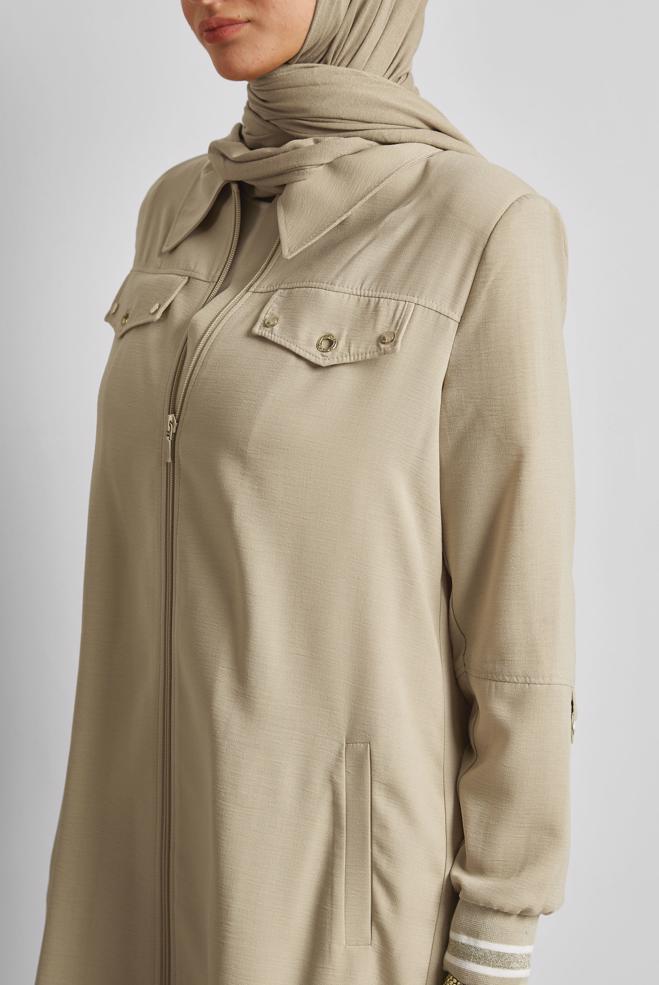 Hijab clothing BEIGE LINEN LOOKING JACKET 45599 - ALVİNA