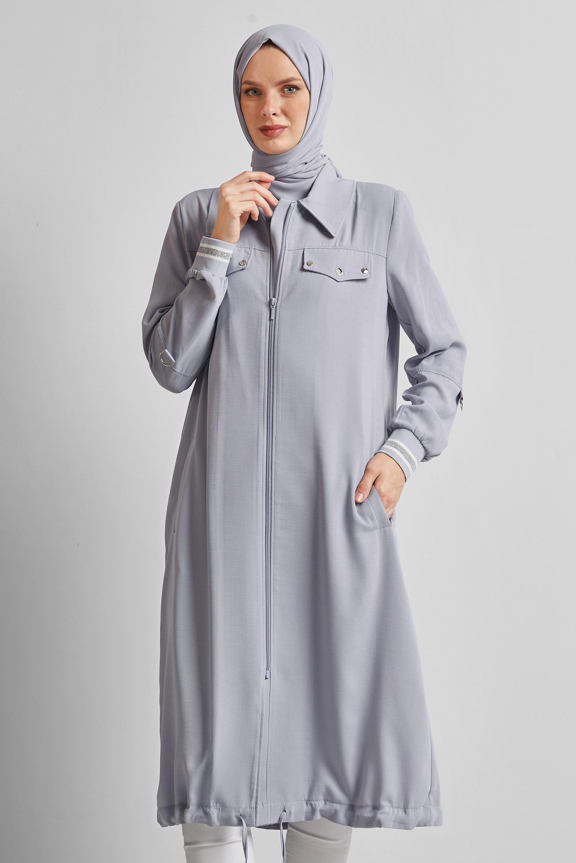 Vêtements hijab GRIS VESTE D′ASPECT LIN 45599