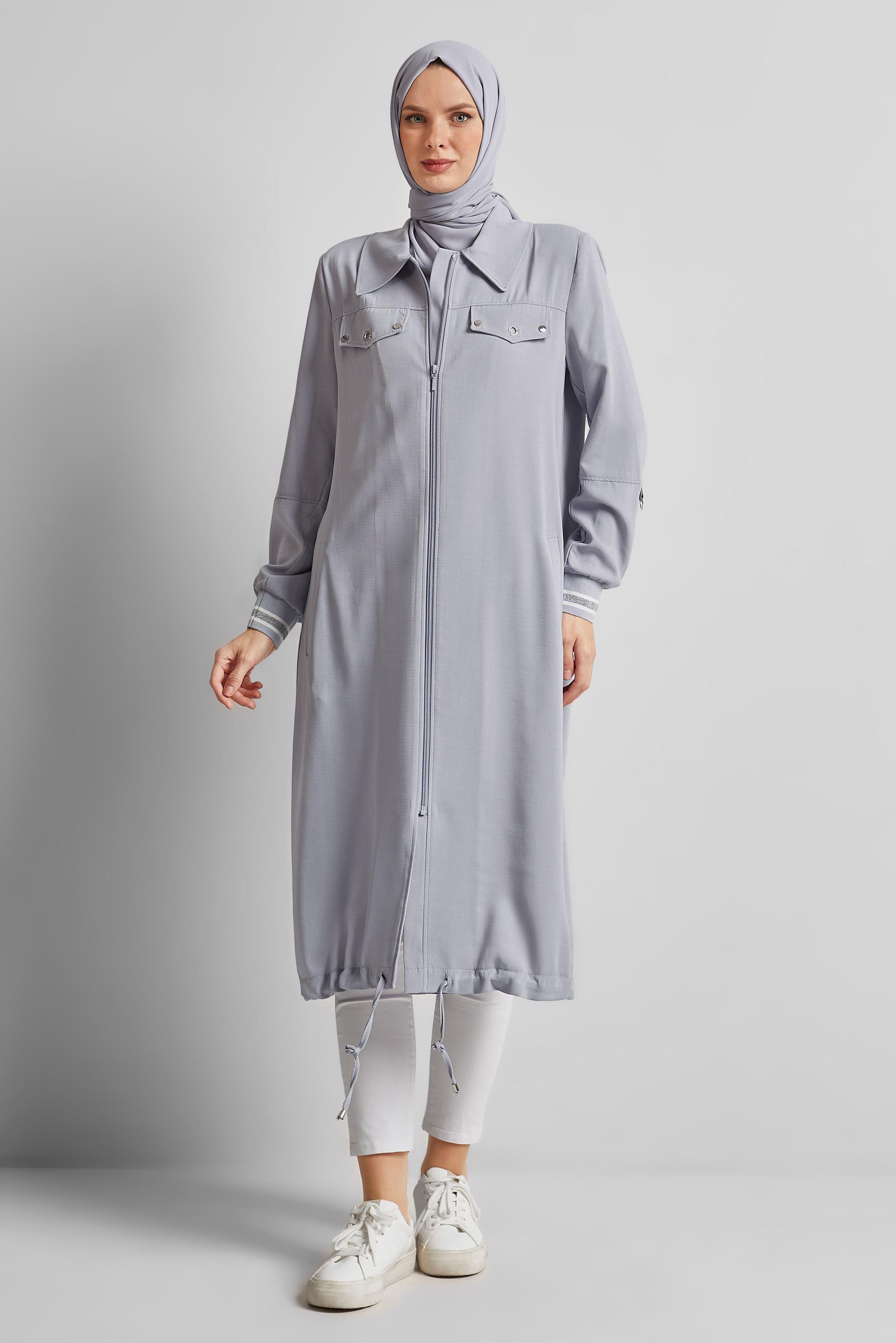 Vêtements hijab GRIS VESTE D′ASPECT LIN 45599