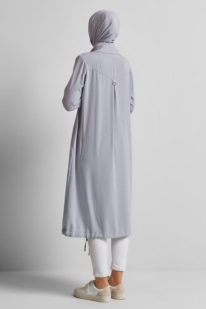 Hijab clothing GREY LINEN LOOKING JACKET 45599 - ALVİNA