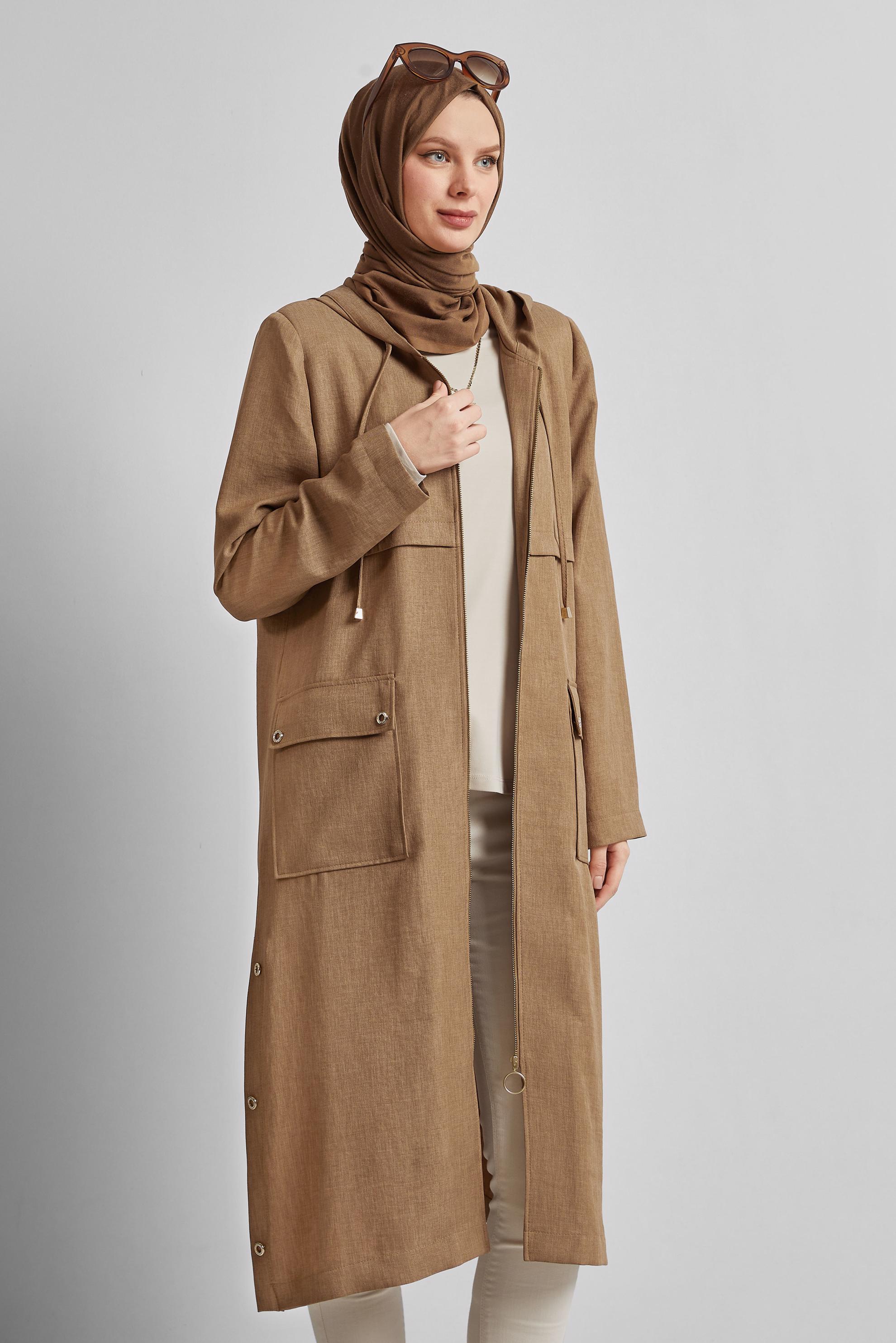 Vêtements hijab BRUN VESTE À CAPUCHE 45600