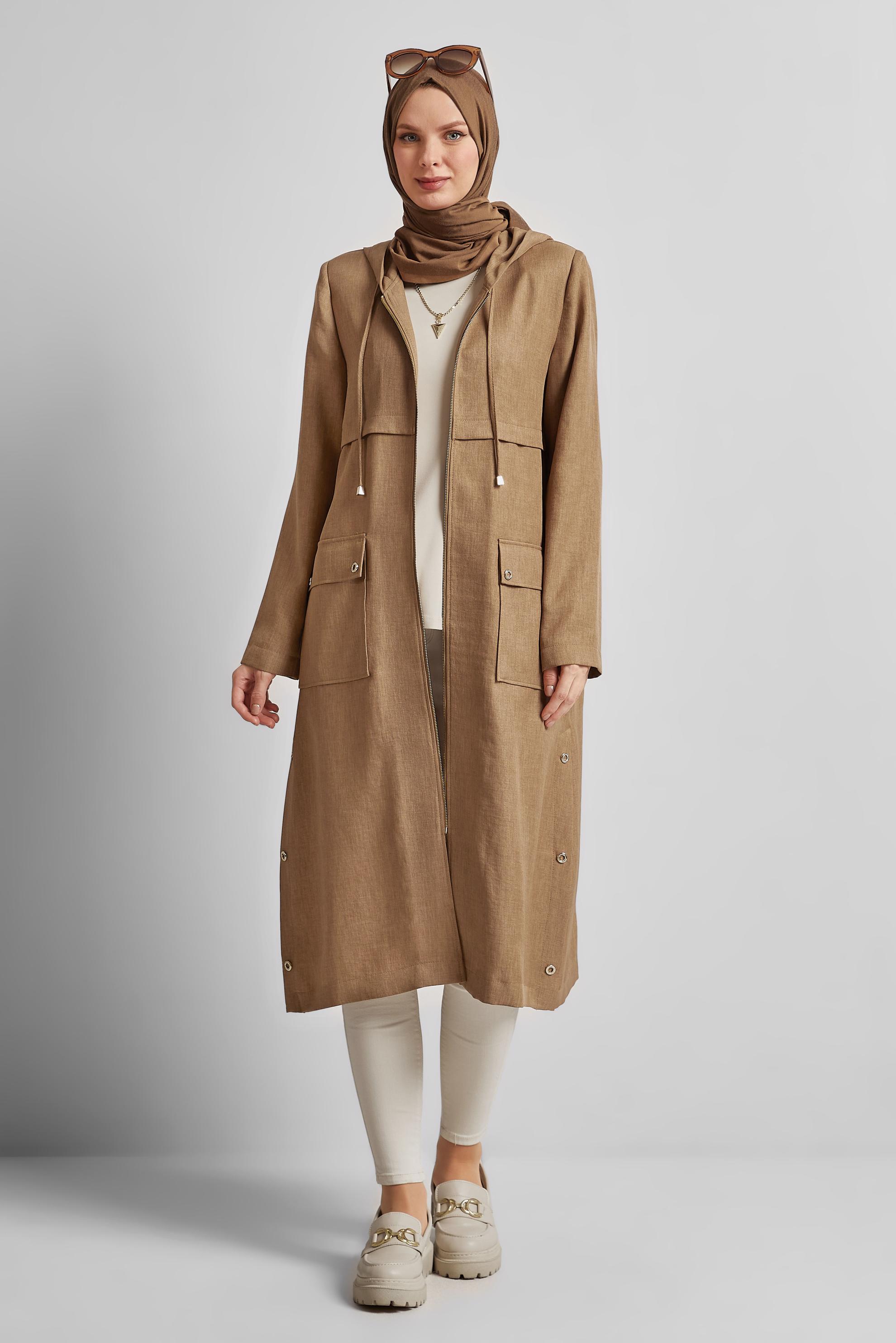 Vêtements hijab BRUN VESTE À CAPUCHE 45600