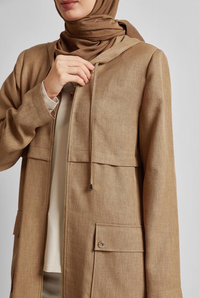 Hijab clothing BROWN HOODED JACKET 45600 - ALVİNA