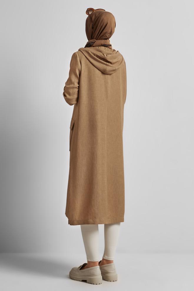 Hijab clothing BROWN HOODED JACKET 45600 - ALVİNA
