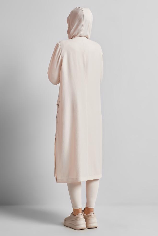 Vêtements hijab ÉCRUE VESTE À CAPUCHE 45600 - ALVİNA