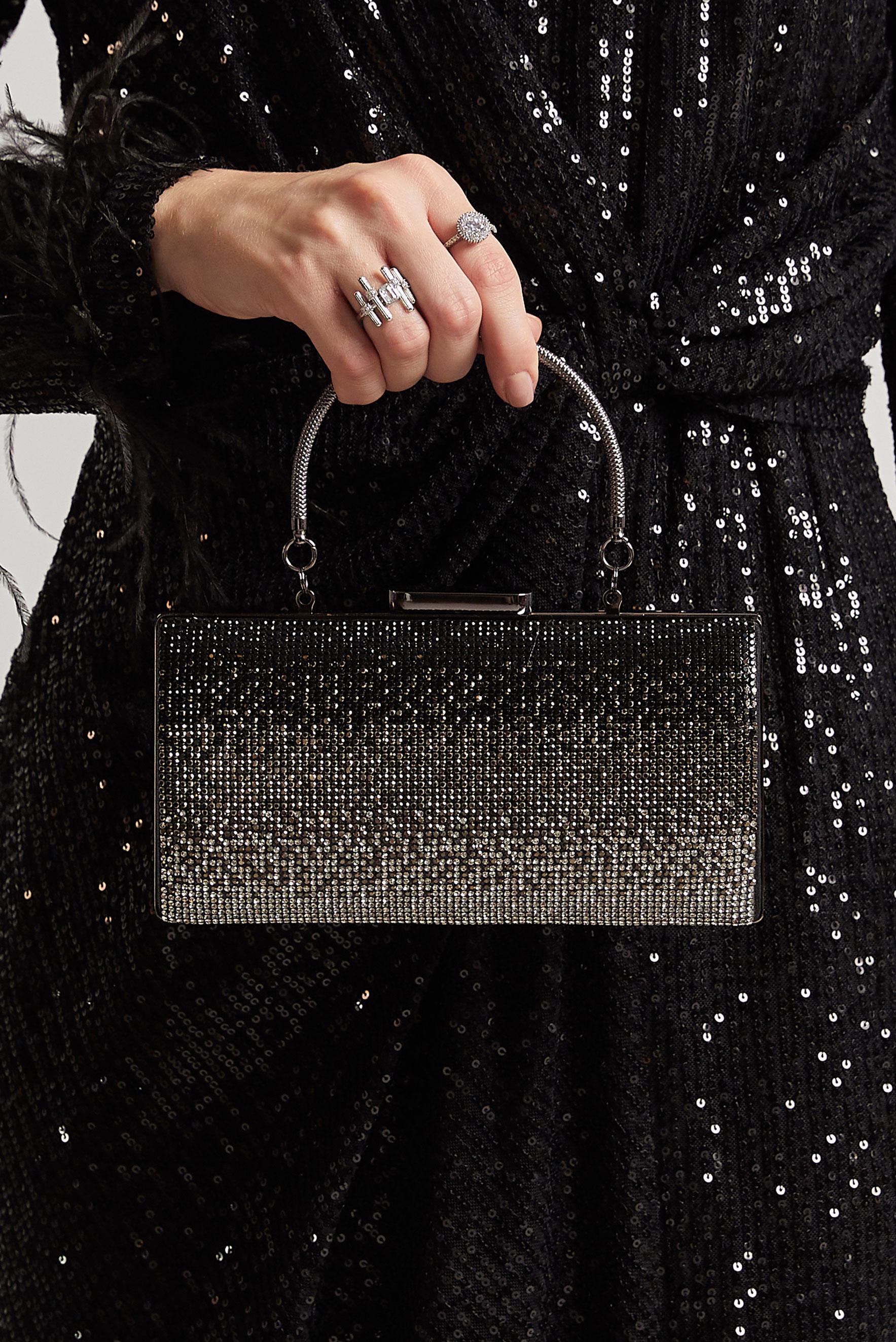 Tesettür giyim SİYAH ALVİNA ABİYE ÇANTA 352