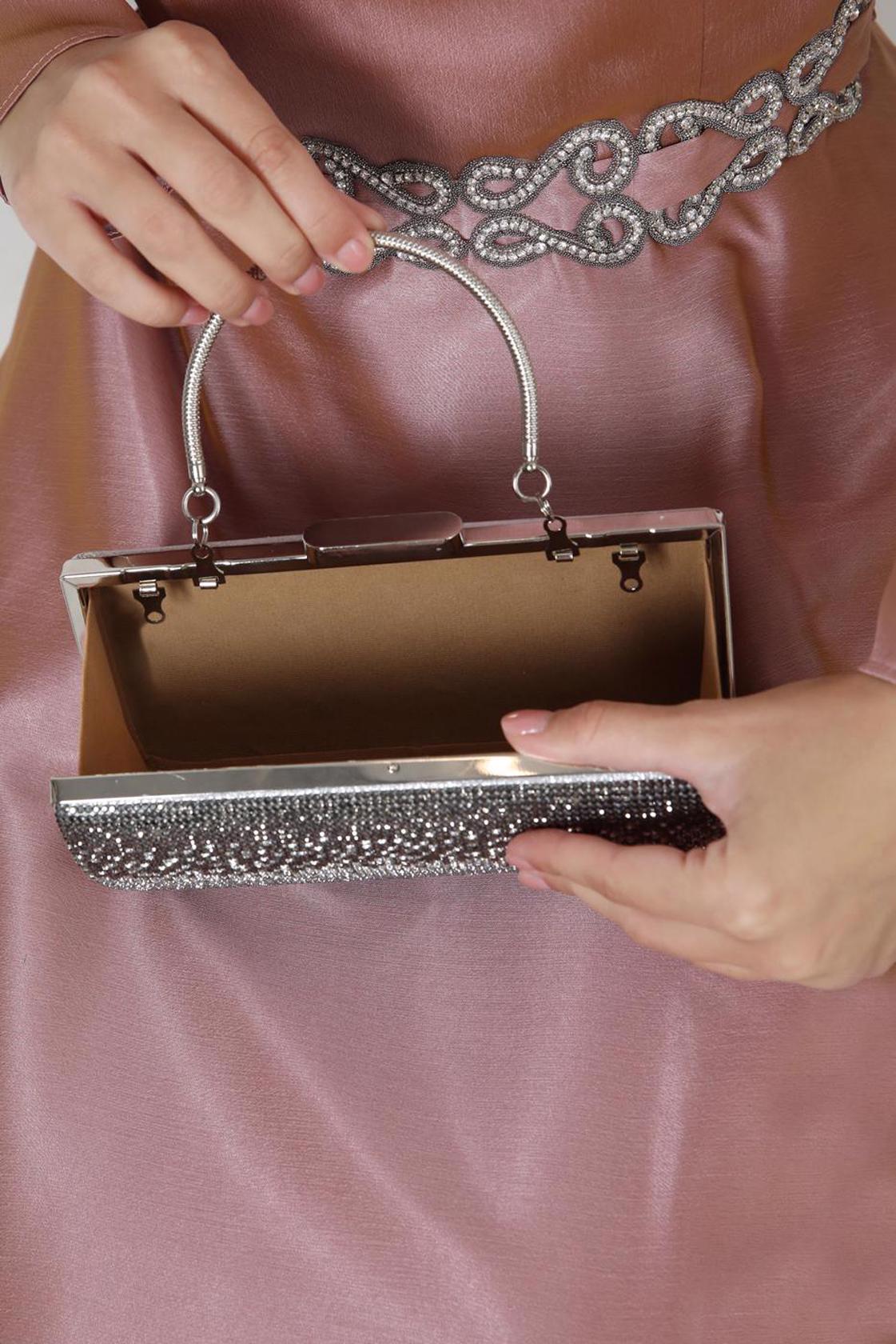 Tesettür giyim GÜMÜŞ ALVİNA ABİYE ÇANTA 352