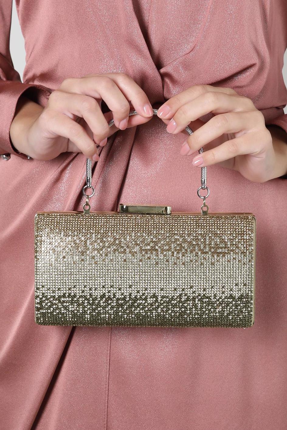 Tesettür giyim ALTIN ALVİNA ABİYE ÇANTA 352