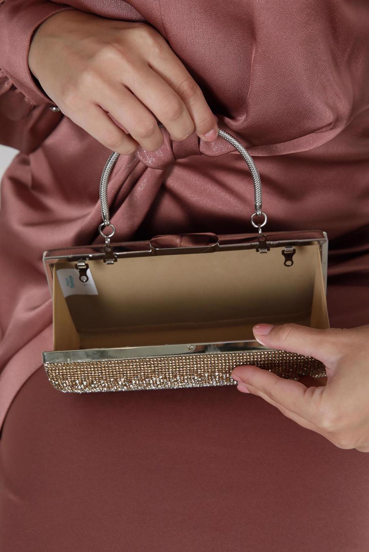 Tesettür giyim ALTIN ALVİNA ABİYE ÇANTA 352