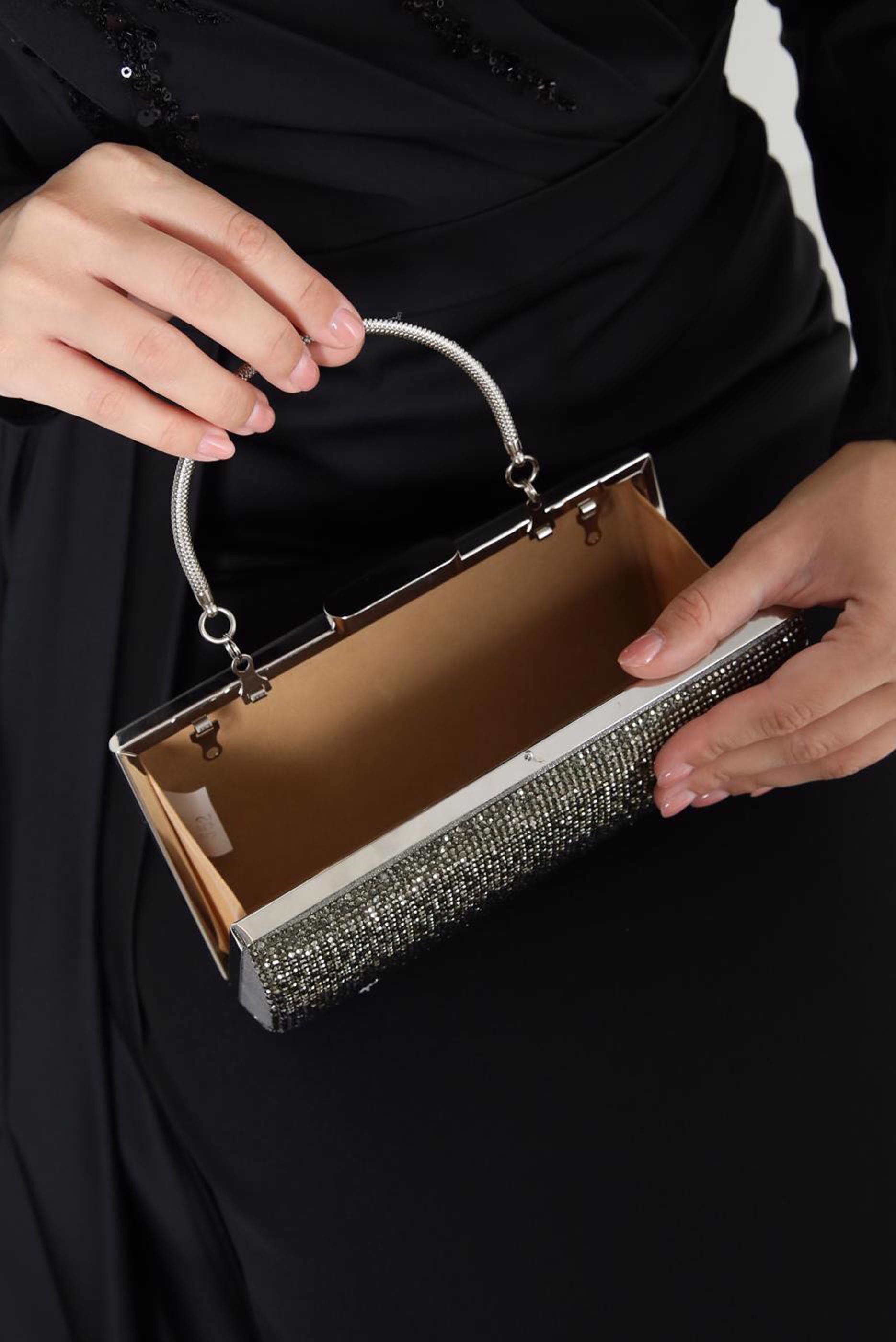 Tesettür giyim BEJ ALVİNA ABİYE ÇANTA 352