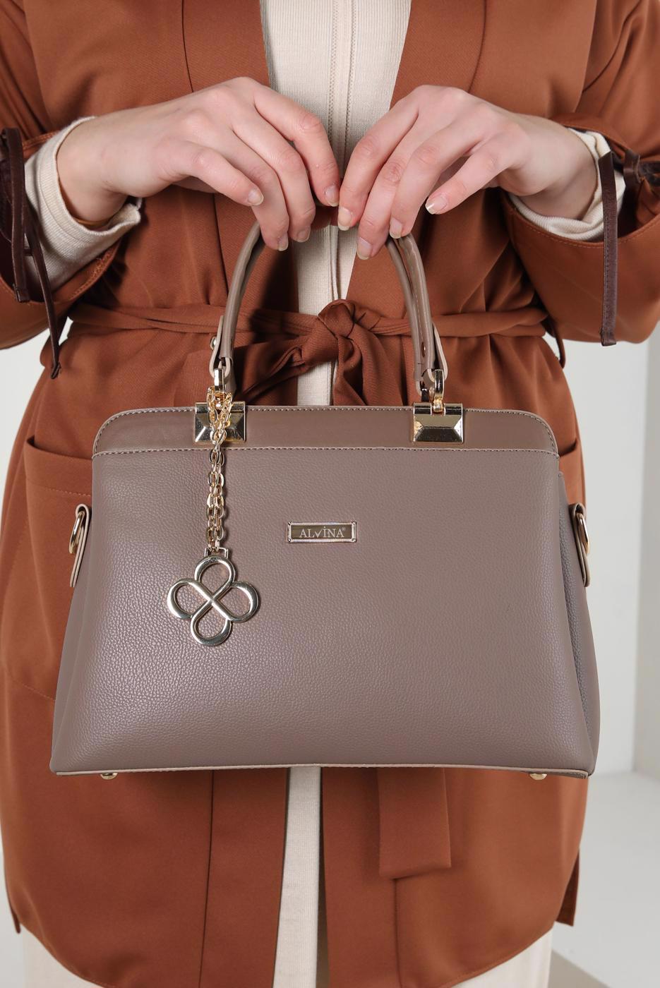 Tesettür giyim VİZON ALVİNA ÇANTA 978