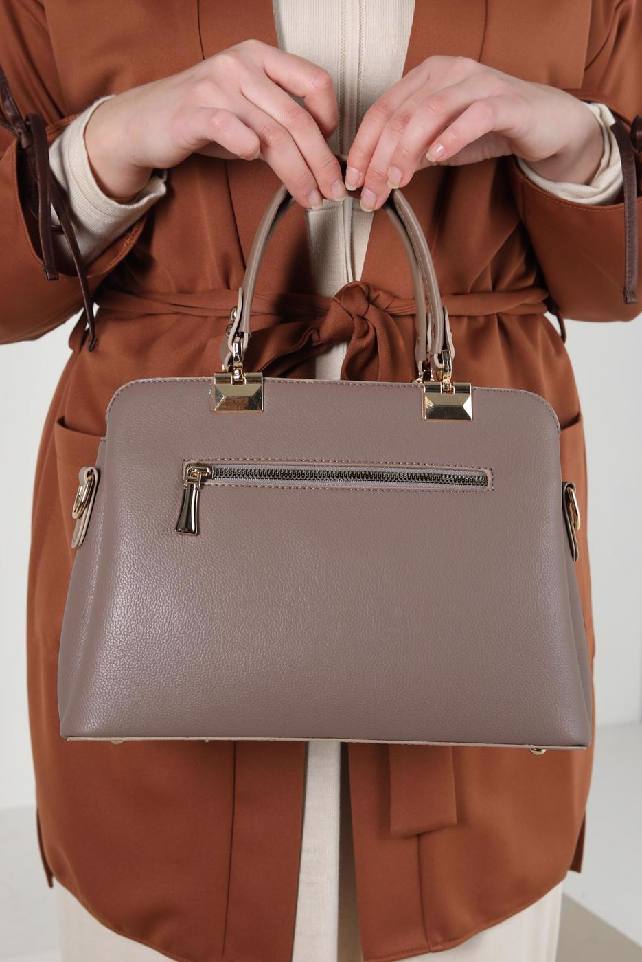 Tesettür giyim VİZON ALVİNA ÇANTA 978