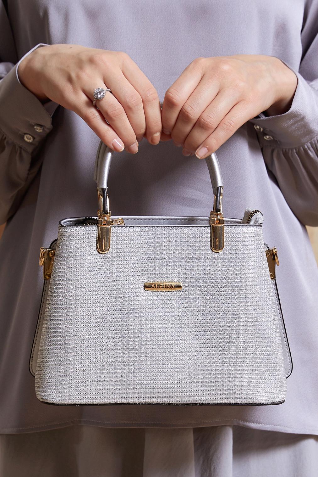 Tesettür giyim GÜMÜŞ ALVİNA ÇANTA 982