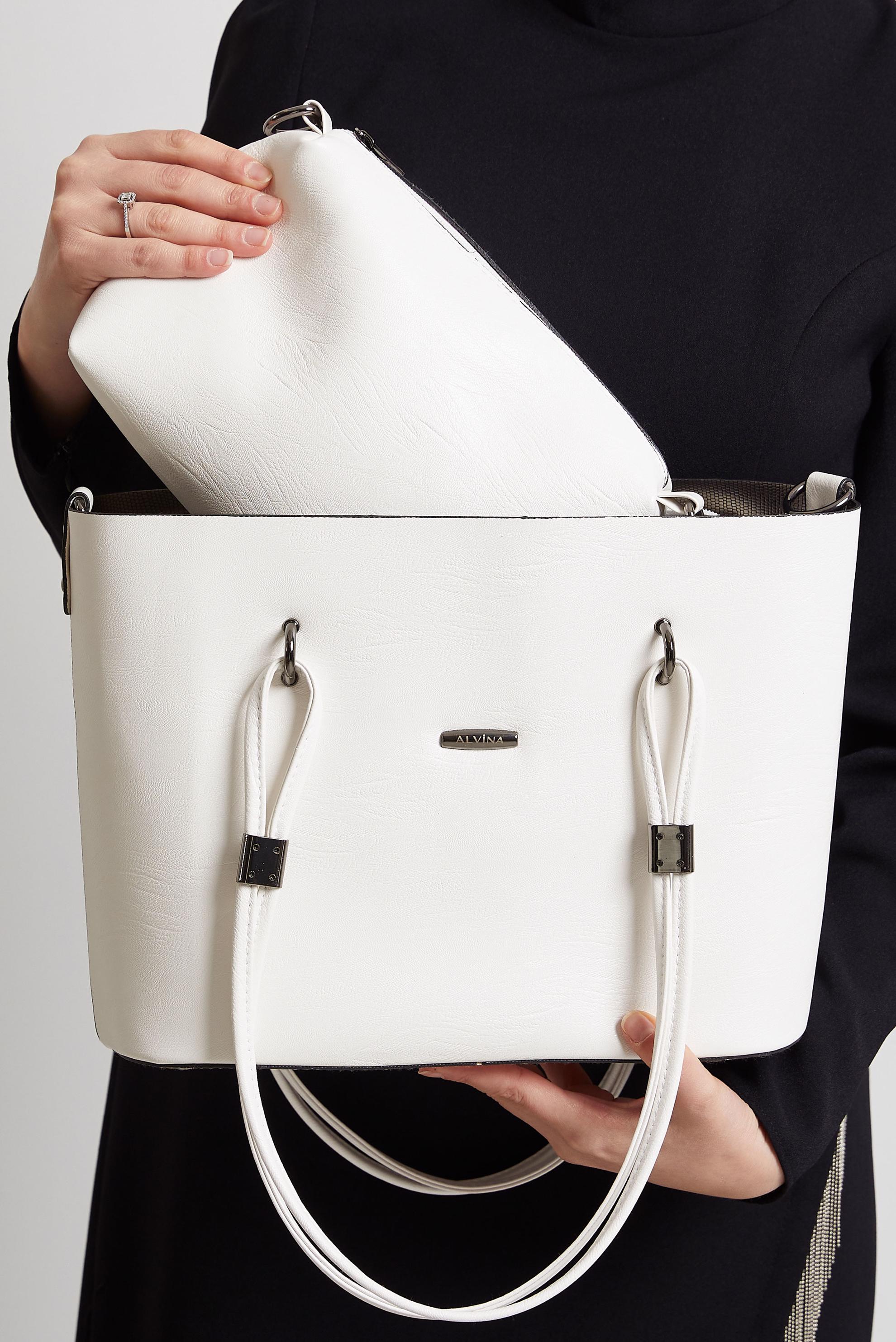 Tesettür giyim BEYAZ ALVİNA ÇANTA 2044