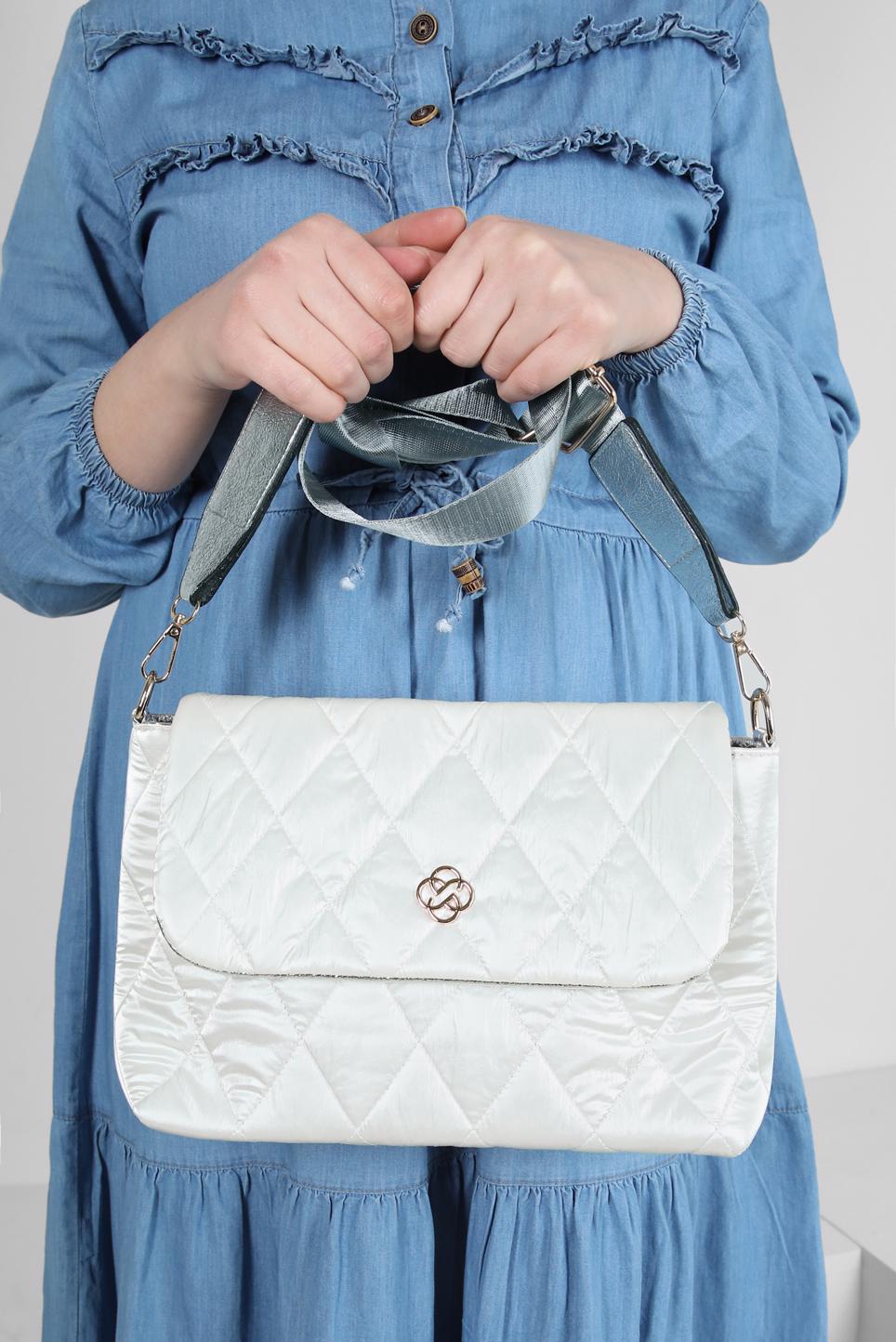 Tesettür giyim BEYAZ ALVİNA ÇANTA 2083