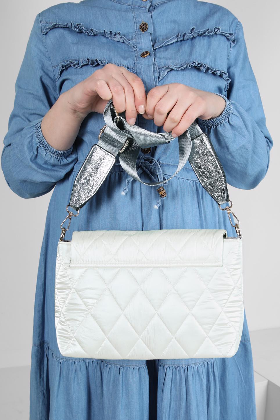 Tesettür giyim BEYAZ ALVİNA ÇANTA 2083