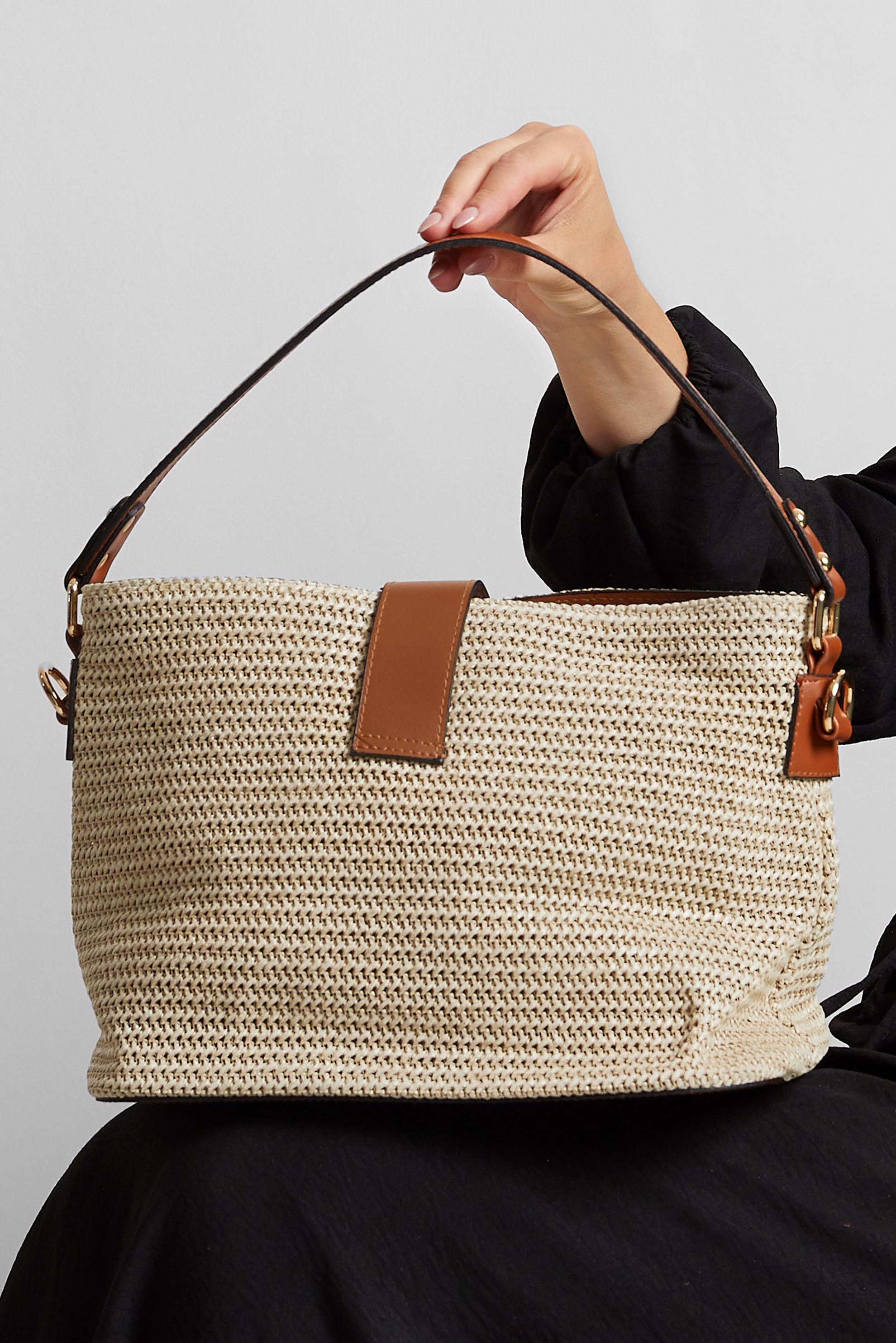 Tesettür giyim VİZON ALVİNA HASIR ÇANTA 2167