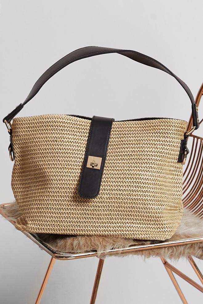 Tesettür giyim TABA ALVİNA HASIR ÇANTA 2167 - ALVİNA