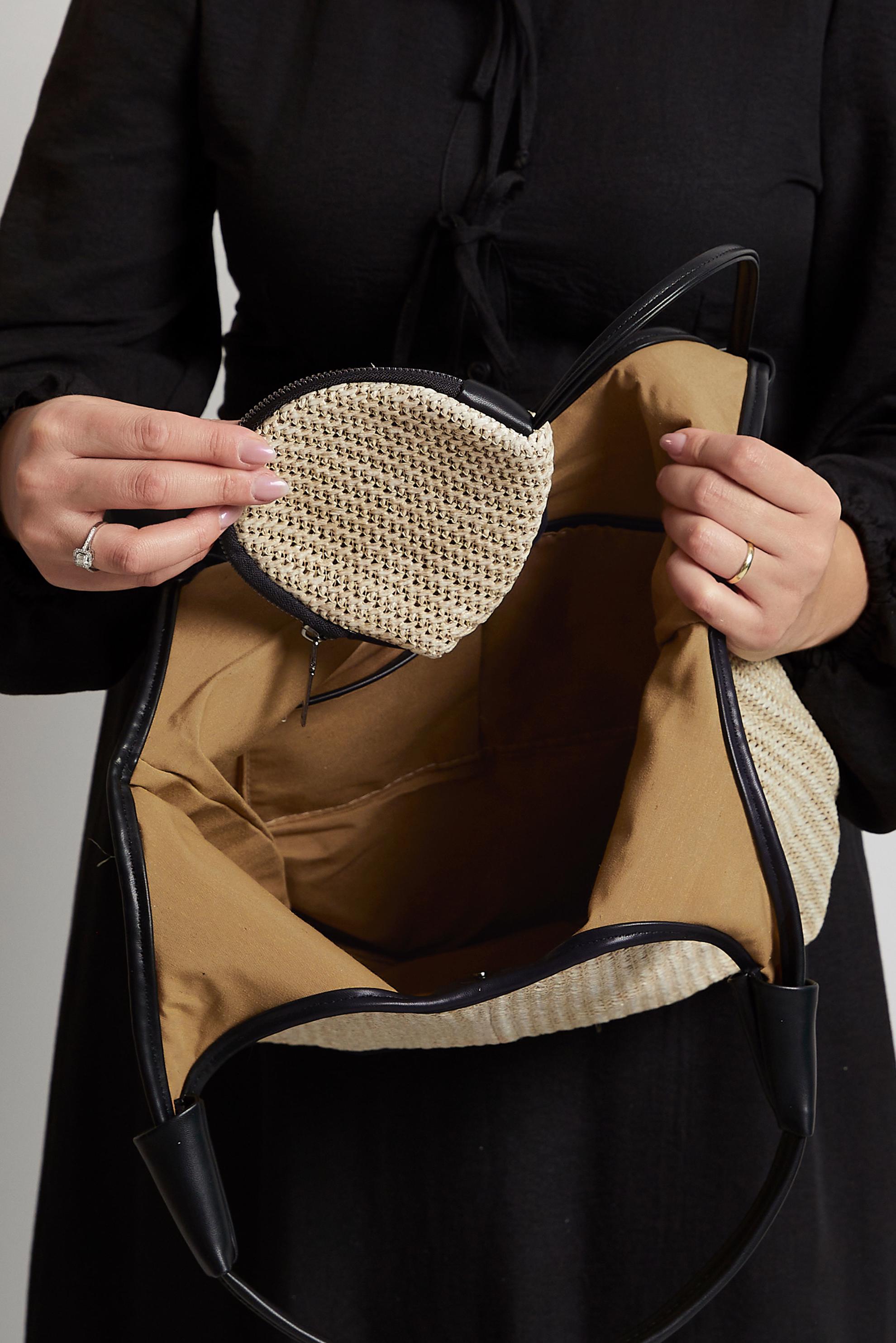 Tesettür giyim VİZON ALVİNA HASIR ÇANTA 2177