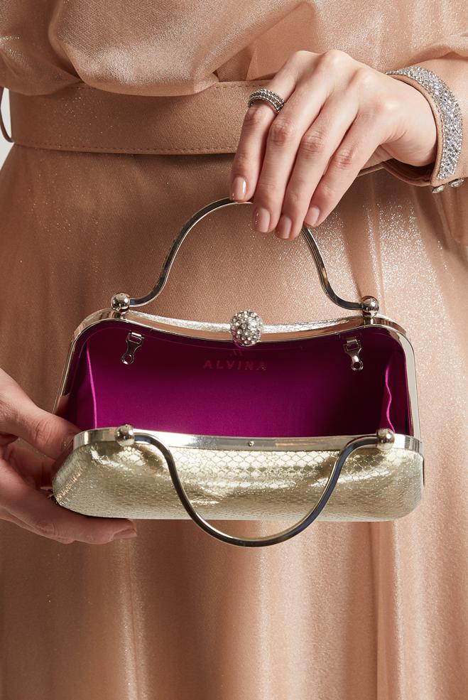 Tesettür giyim ALTIN ALVİNA ABİYE ÇANTA 267-1 - ALVİNA