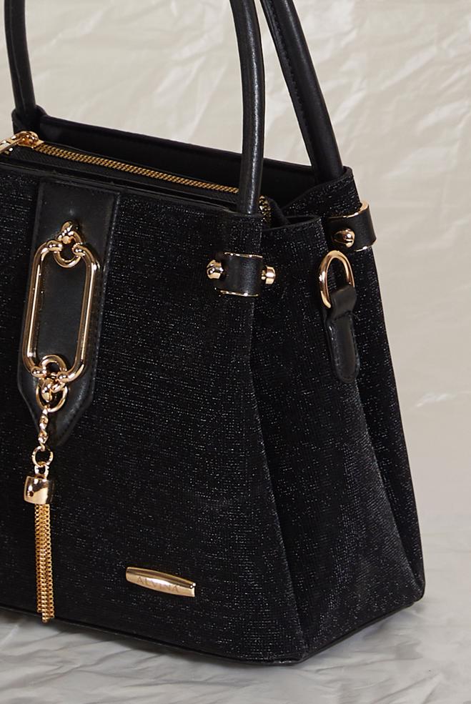 Vêtements hijab NOIR ALVINA SAC TEXTURÉ BRILLANT 3033 - ALVİNA