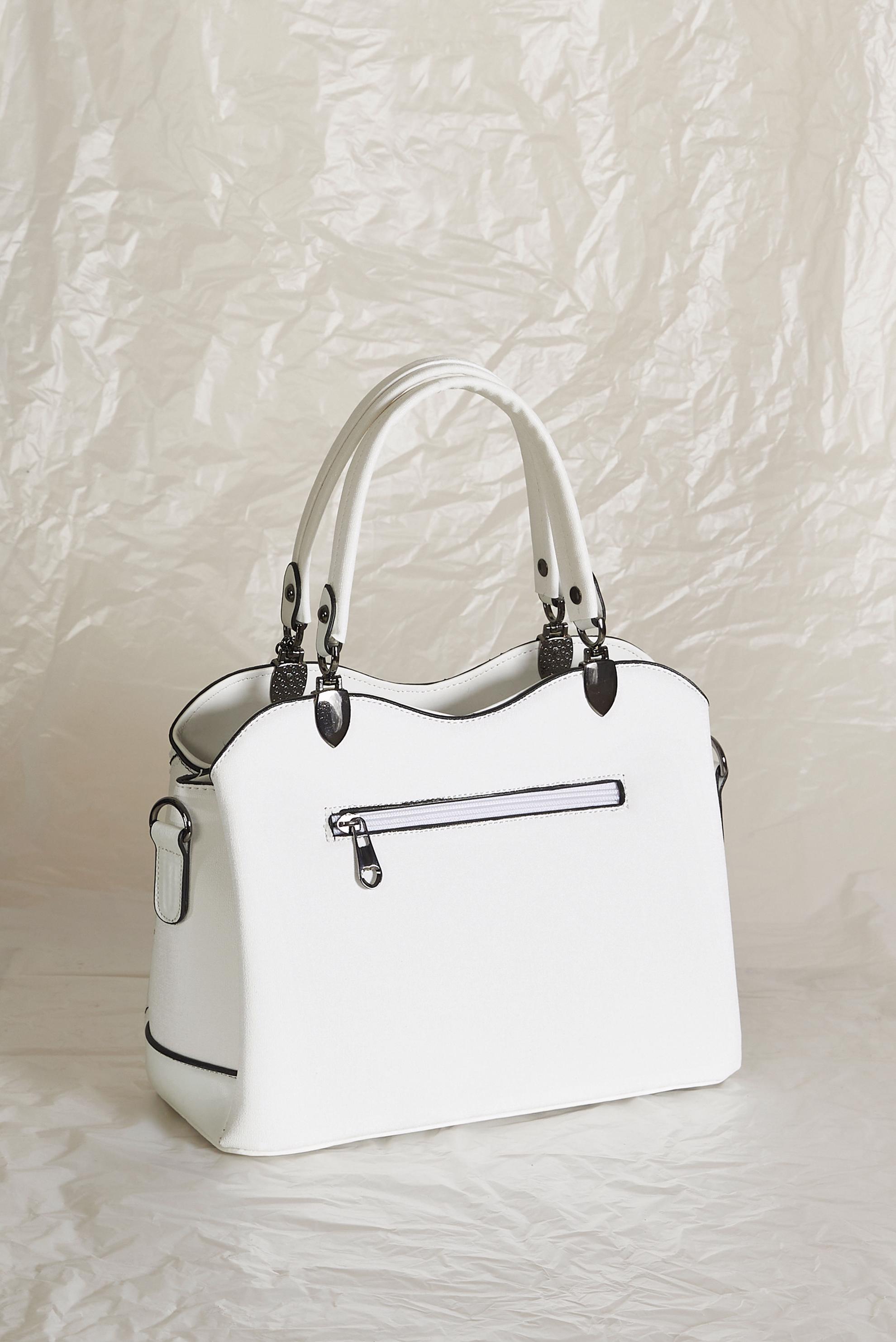 Tesettür giyim BEYAZ ALVİNA AKSESUAR DETAYLI ÇANTA 3045