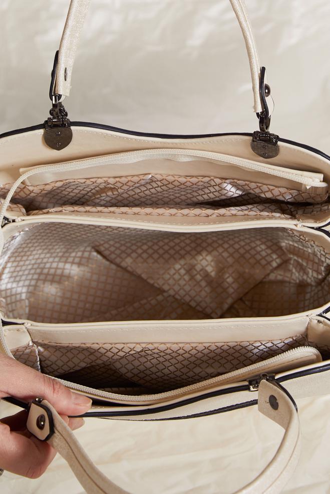 Tesettür giyim BEYAZ ALVİNA AKSESUAR DETAYLI ÇANTA 3045 - ALVİNA