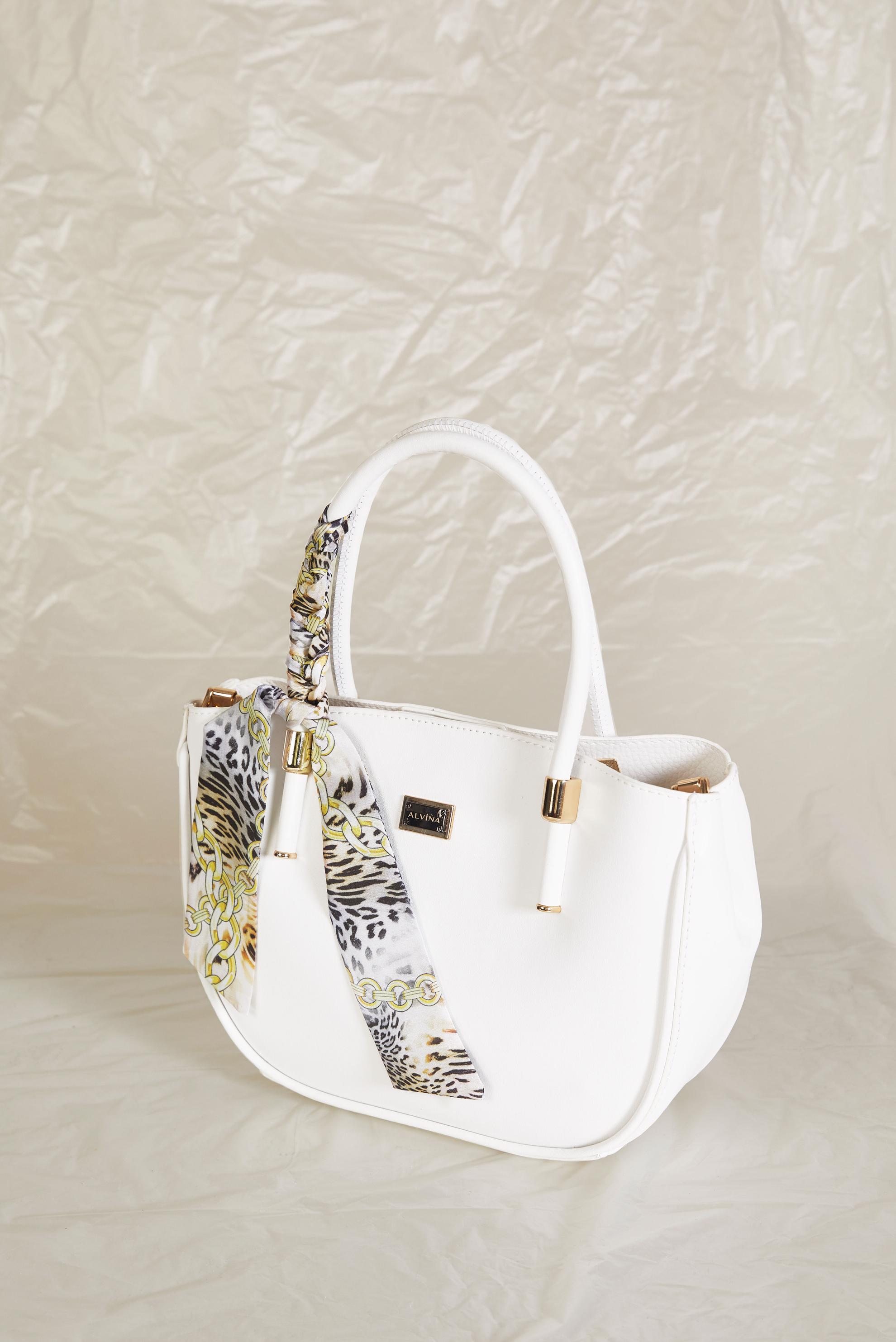 Tesettür giyim BEYAZ FULAR DETAYLI ÇANTA 3090