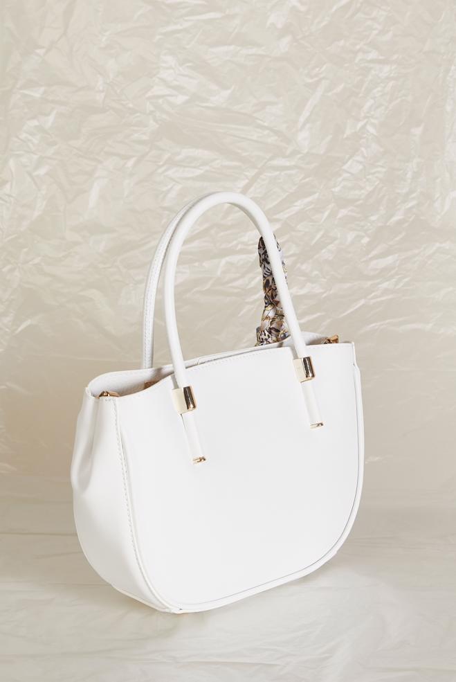 Tesettür giyim BEYAZ FULAR DETAYLI ÇANTA 3090 - ALVİNA