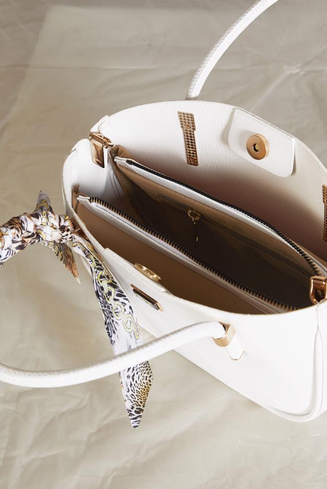 Tesettür giyim BEYAZ FULAR DETAYLI ÇANTA 3090 - ALVİNA