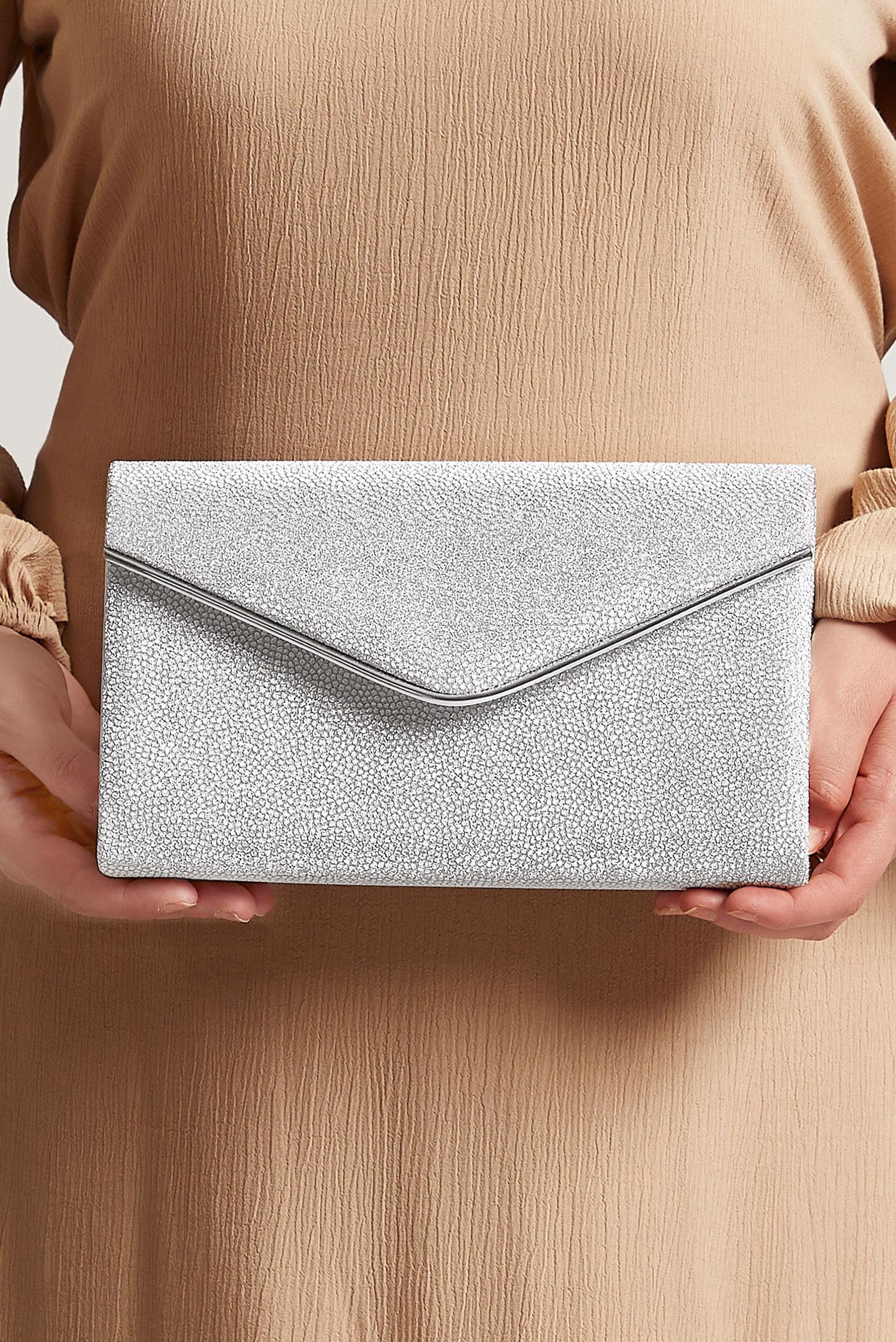 Tesettür giyim GÜMÜŞ ALVİNA ABİYE ÇANTA 412