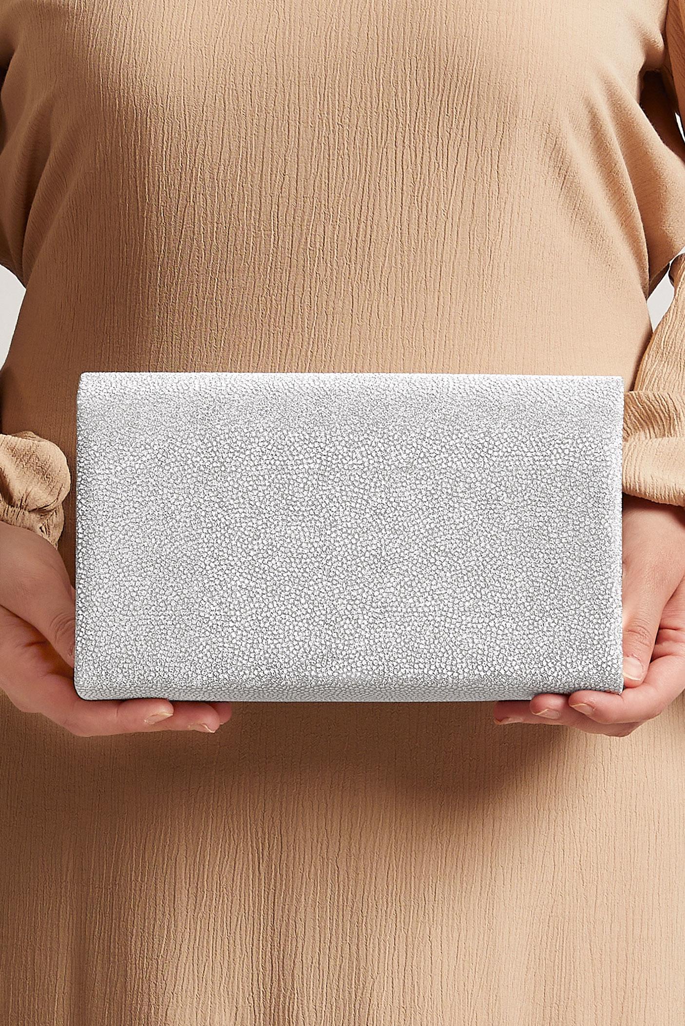 Tesettür giyim GÜMÜŞ ALVİNA ABİYE ÇANTA 412