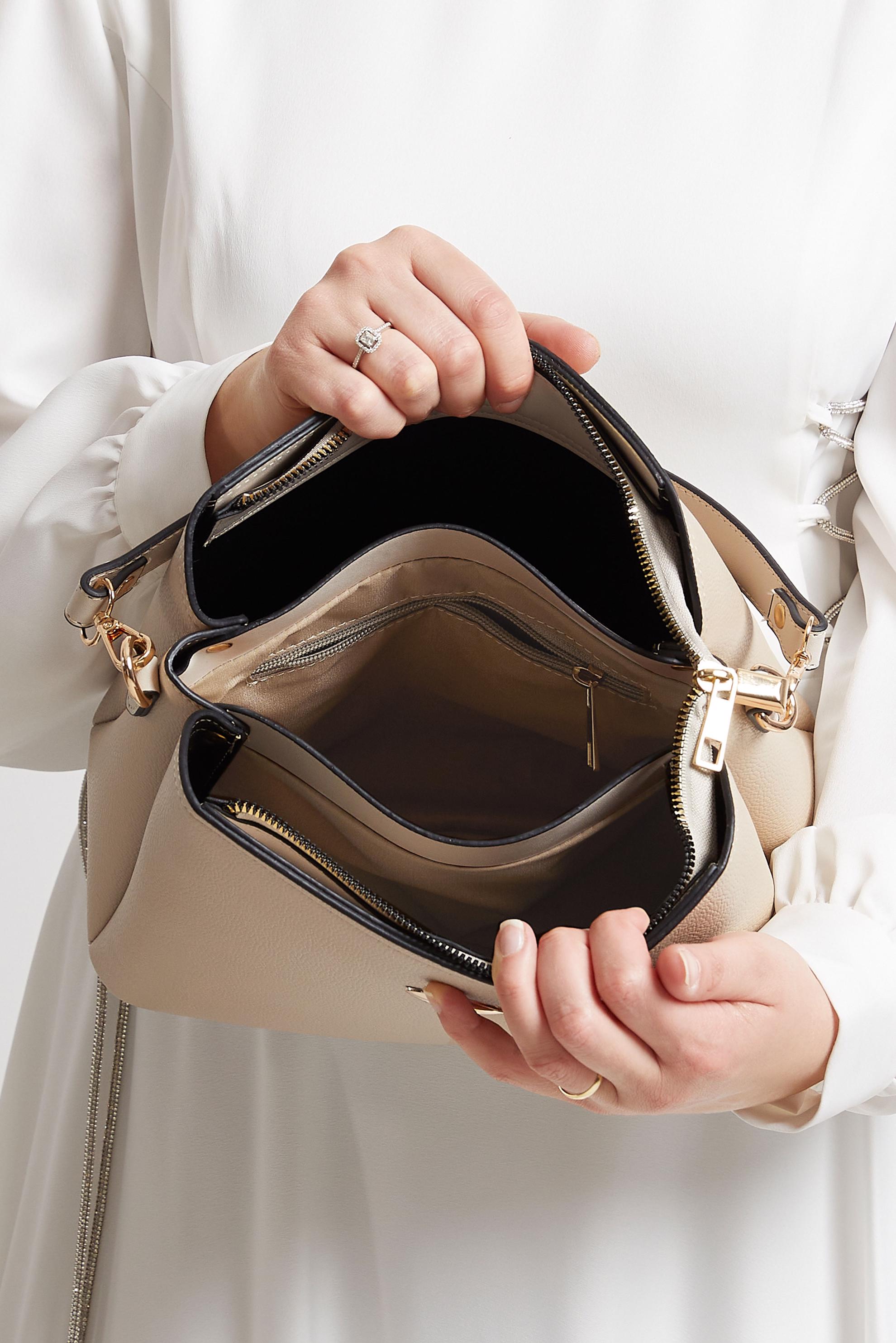 Tesettür giyim BEJ ALVİNA ÇANTA 9020