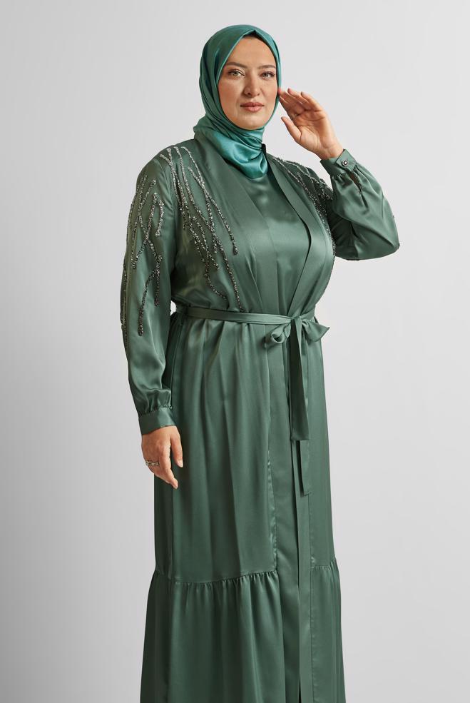 Vêtements hijab VERT COSTUME ROBE AVEC ABAYA 20544 - ALVİNA