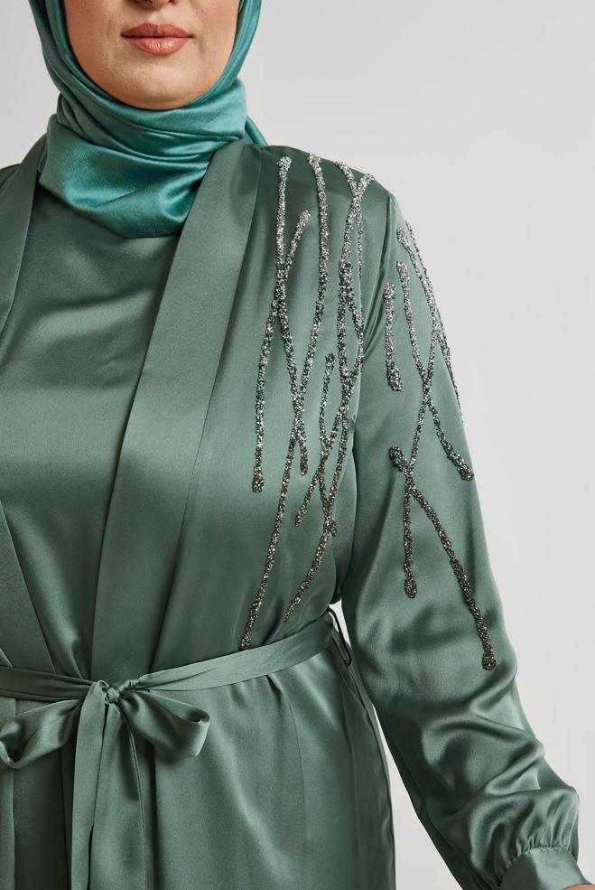 Vêtements hijab VERT COSTUME ROBE AVEC ABAYA 20544 - ALVİNA