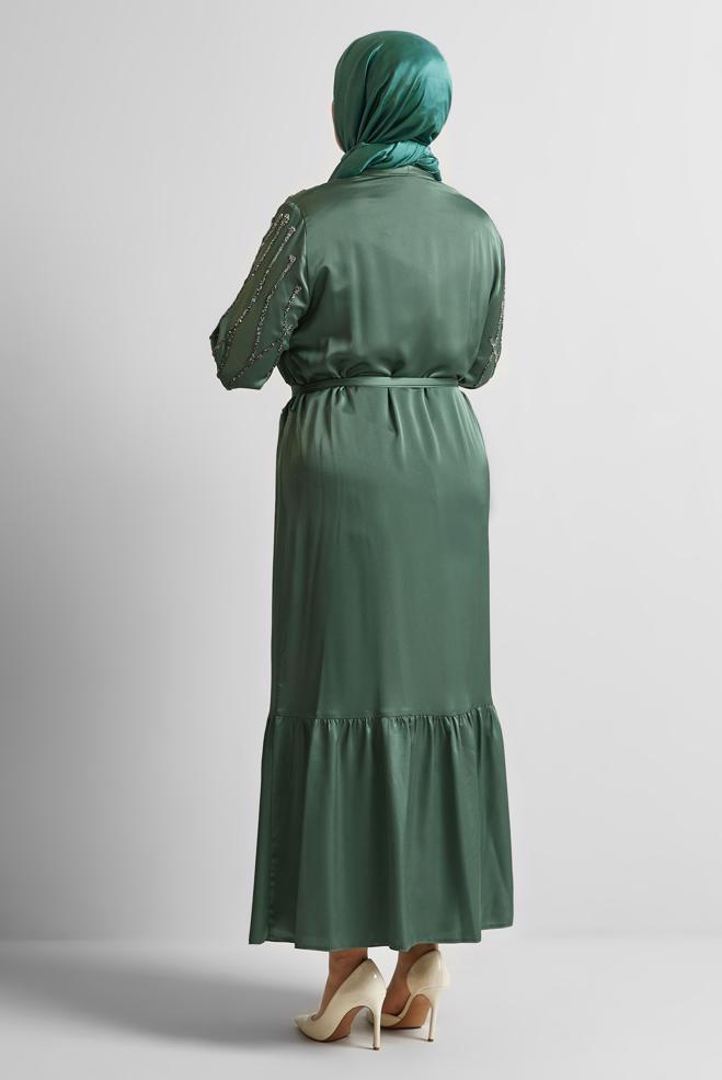 Vêtements hijab VERT COSTUME ROBE AVEC ABAYA 20544 - ALVİNA