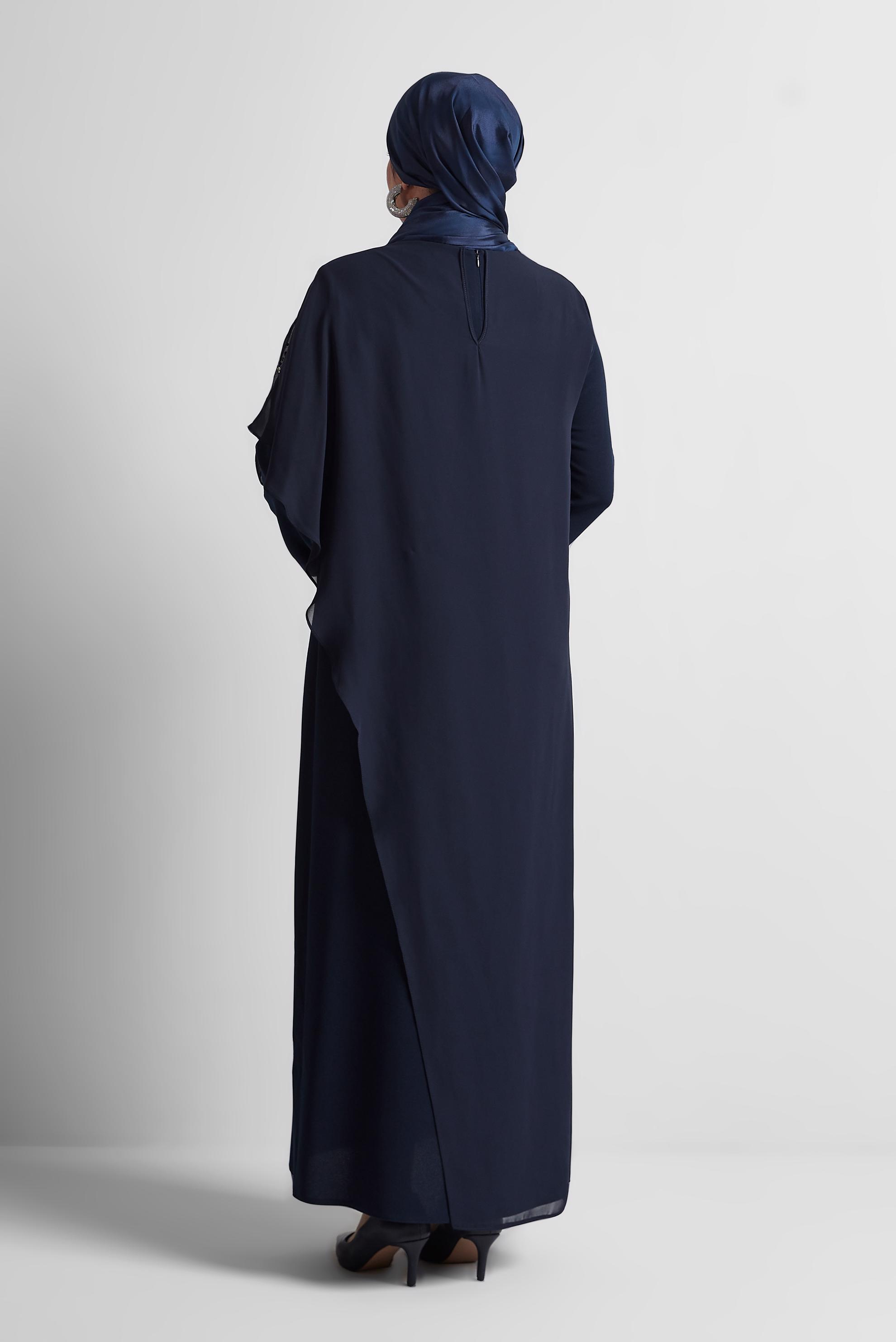 Tesettür giyim LACİVERT TAŞLI BÜYÜK BEDEN ELBİSE 20562