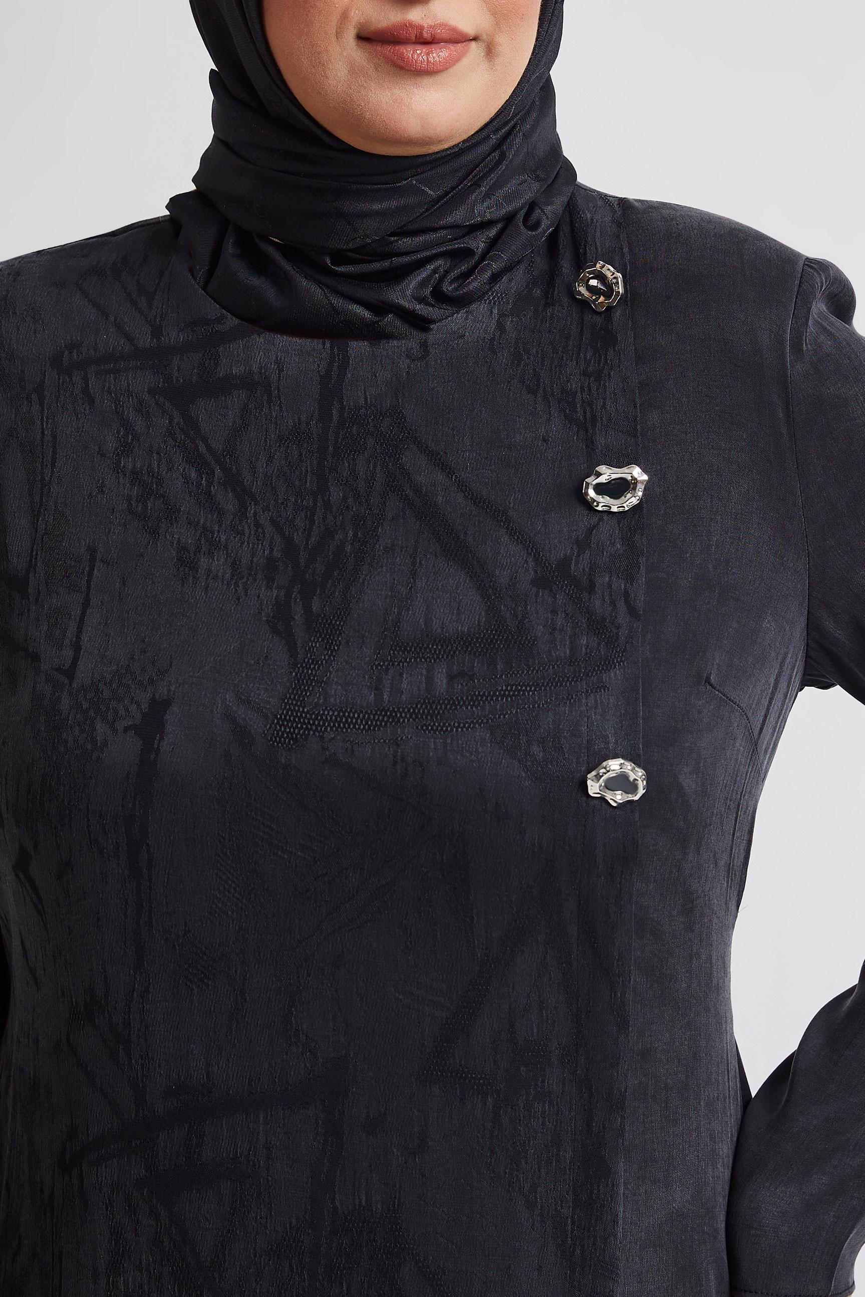 Tesettür giyim SİYAH KUŞAKLI BÜYÜK BEDEN ELBİSE 20639