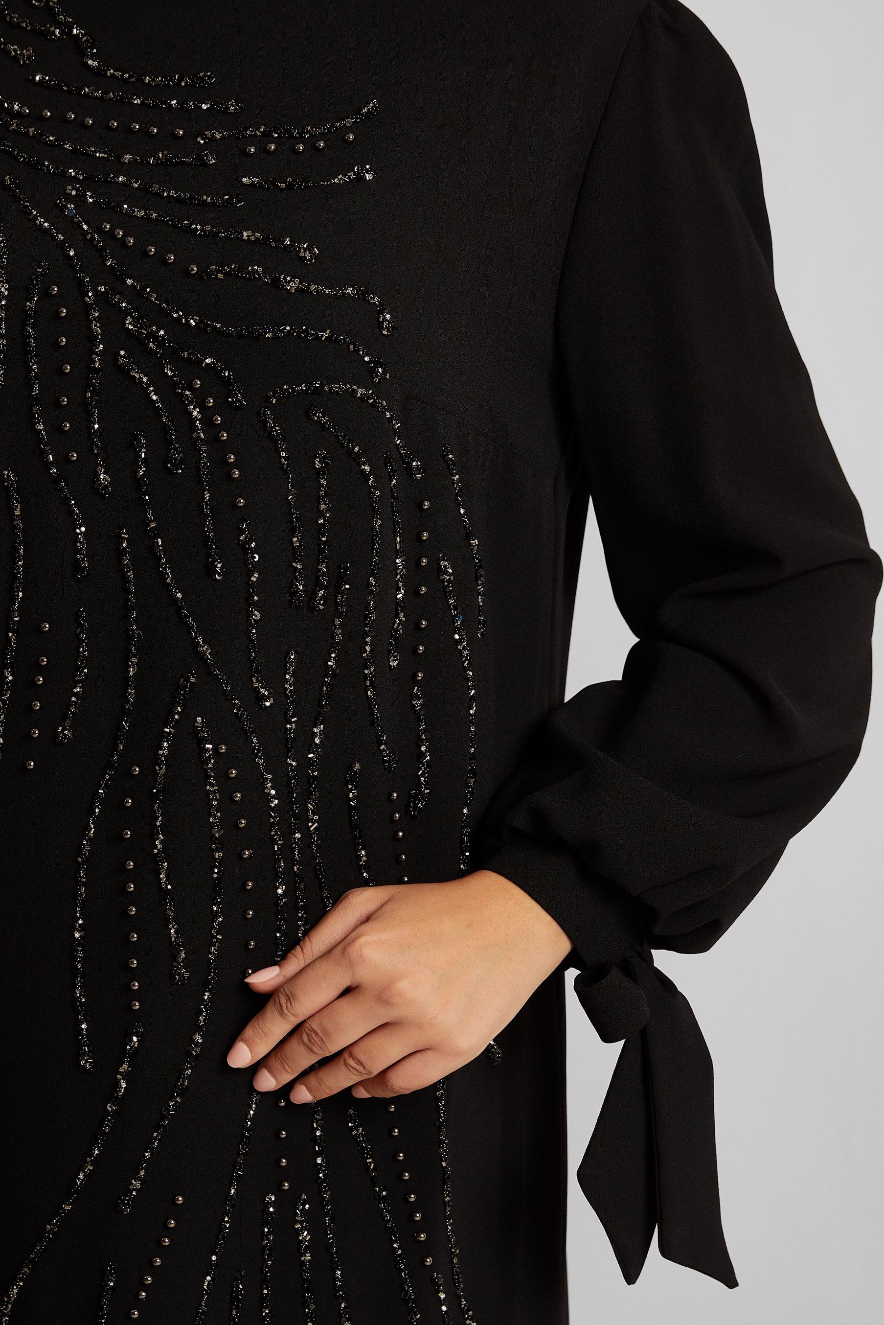 Vêtements hijab NOIR ROBE BRODÉE DE PERLES 20700