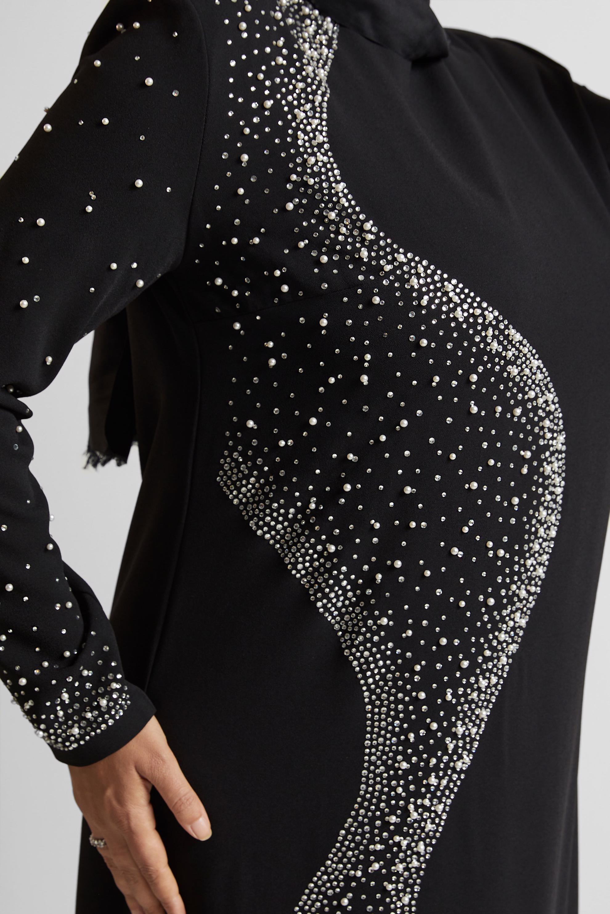 Vêtements hijab NOIR ROBE GRANDE TAILLE AVEC BIJOU 20701