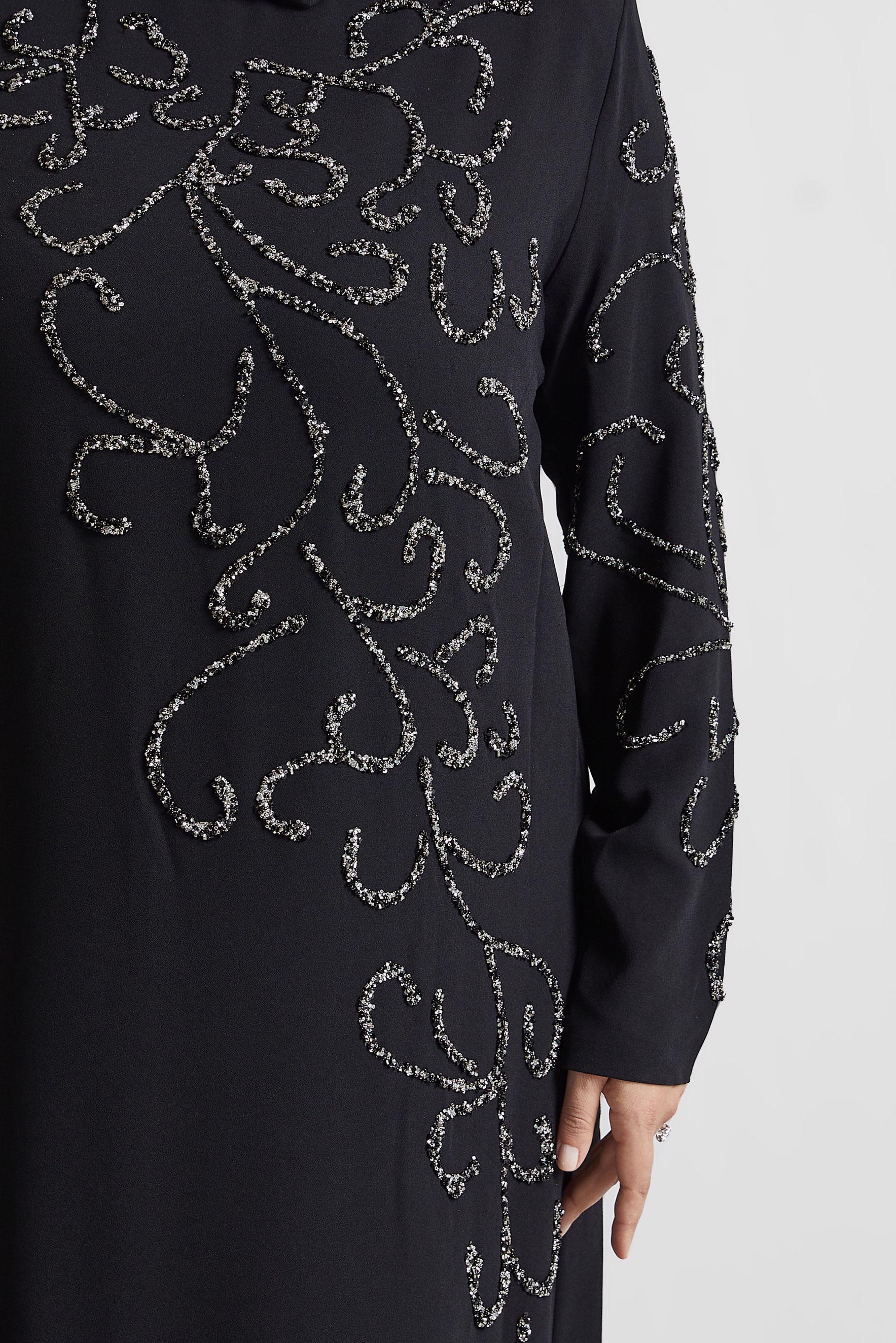 Tesettür giyim SİYAH TAŞLI BÜYÜK BEDEN ELBİSE 20703