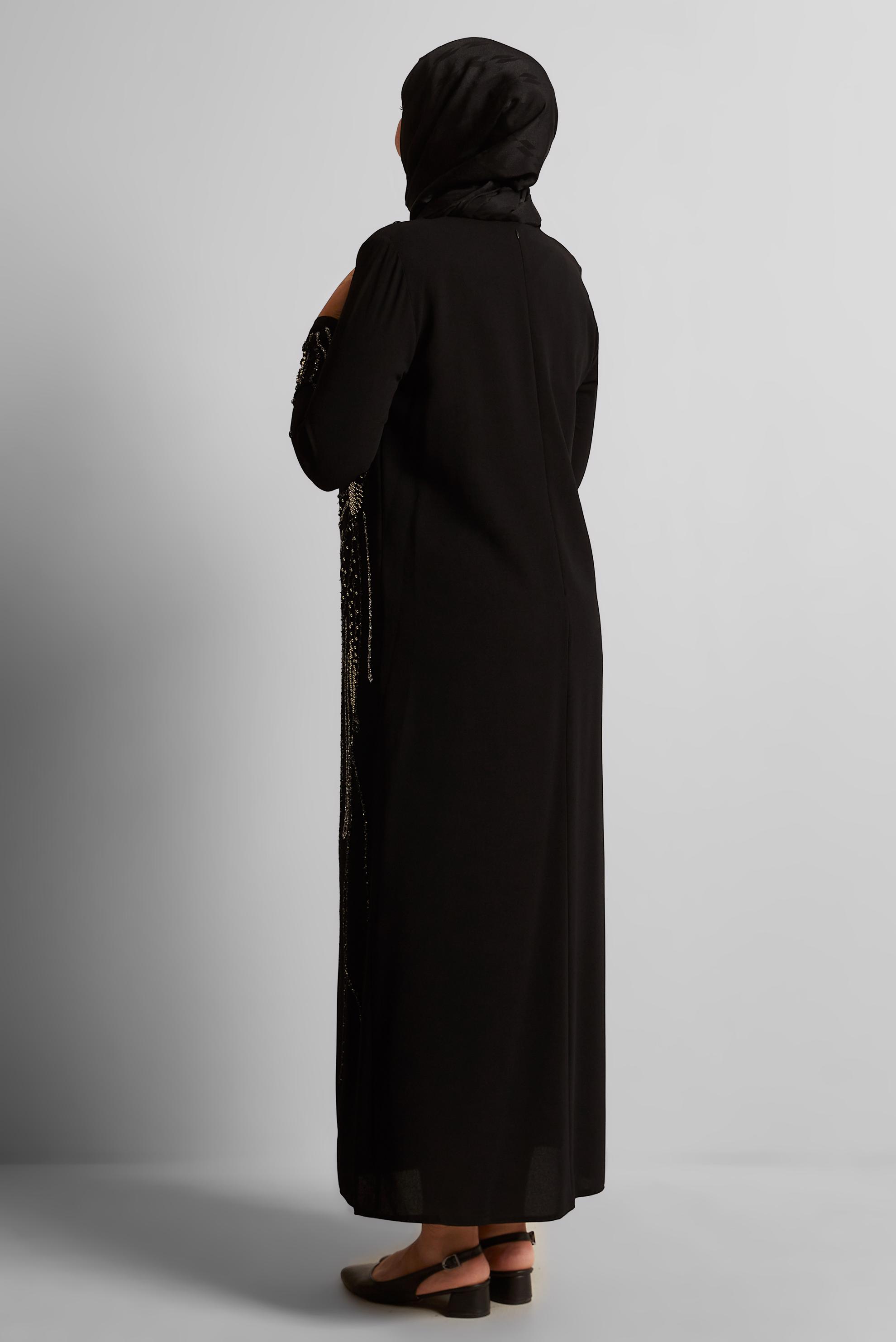 Hijab clothing BLACK EMBROIDERED DRESS 20704