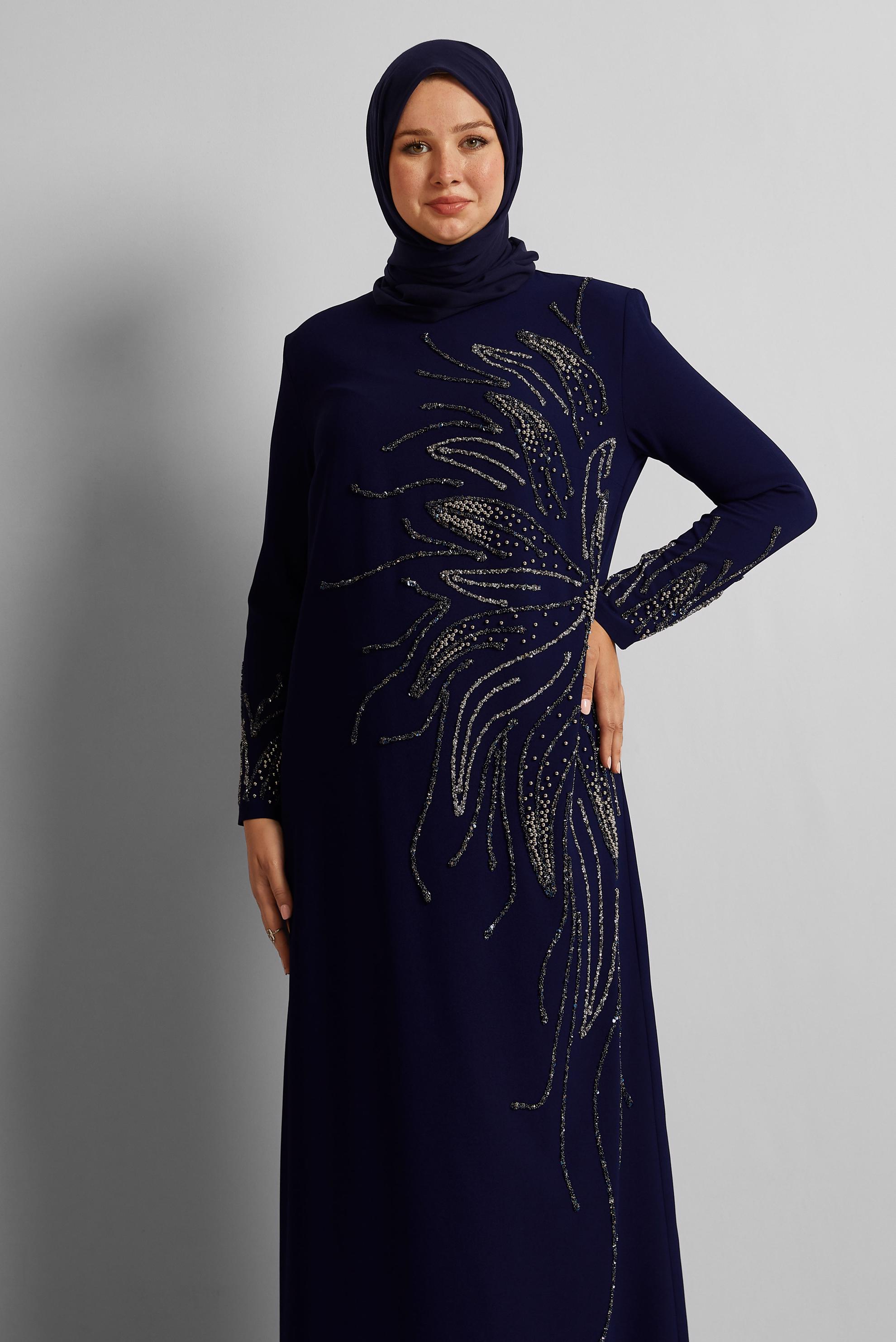 Hijab clothing NAVY BLUE EMBROIDERED DRESS 20704